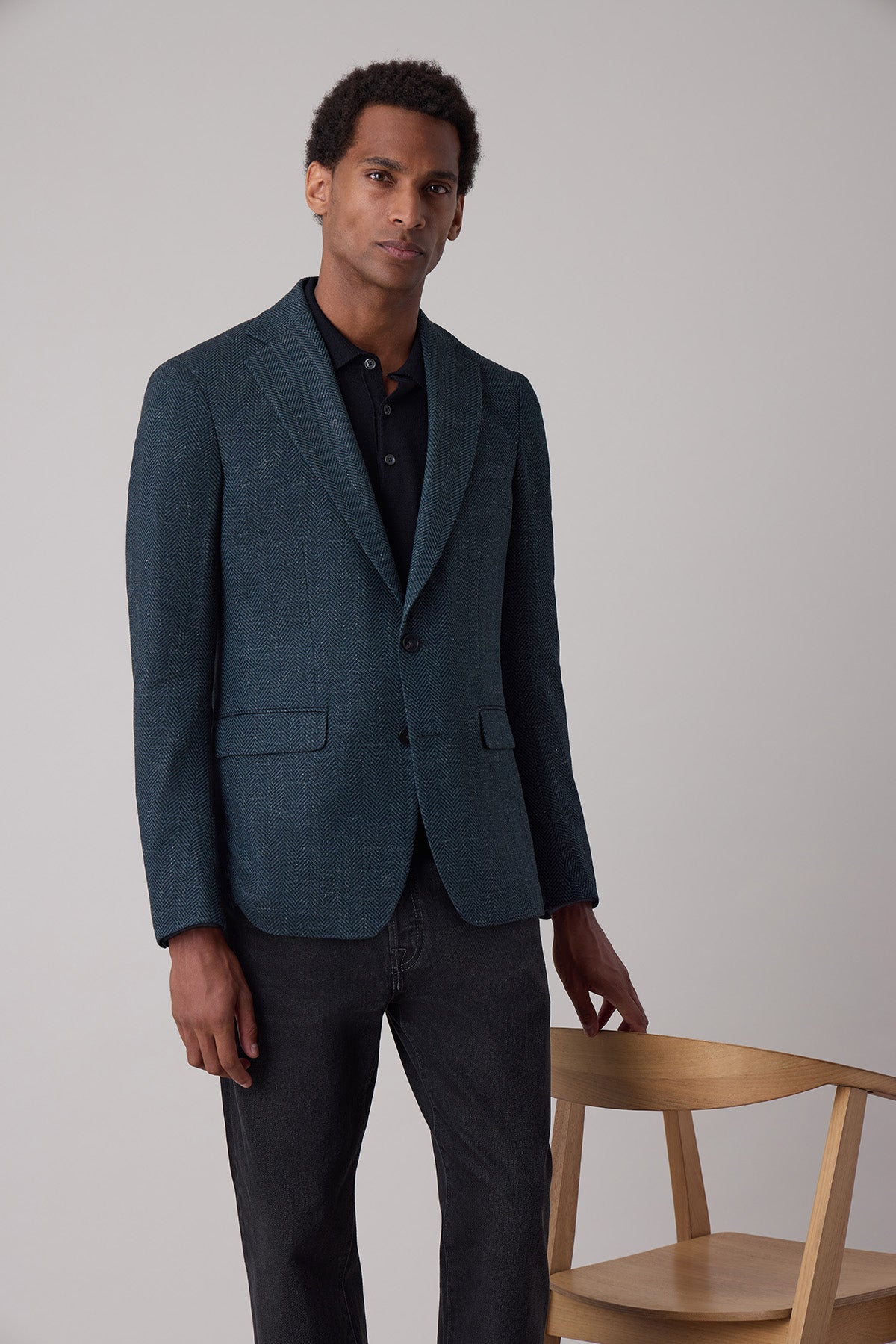 Veste blazer droite Skog en laine vierge et lin