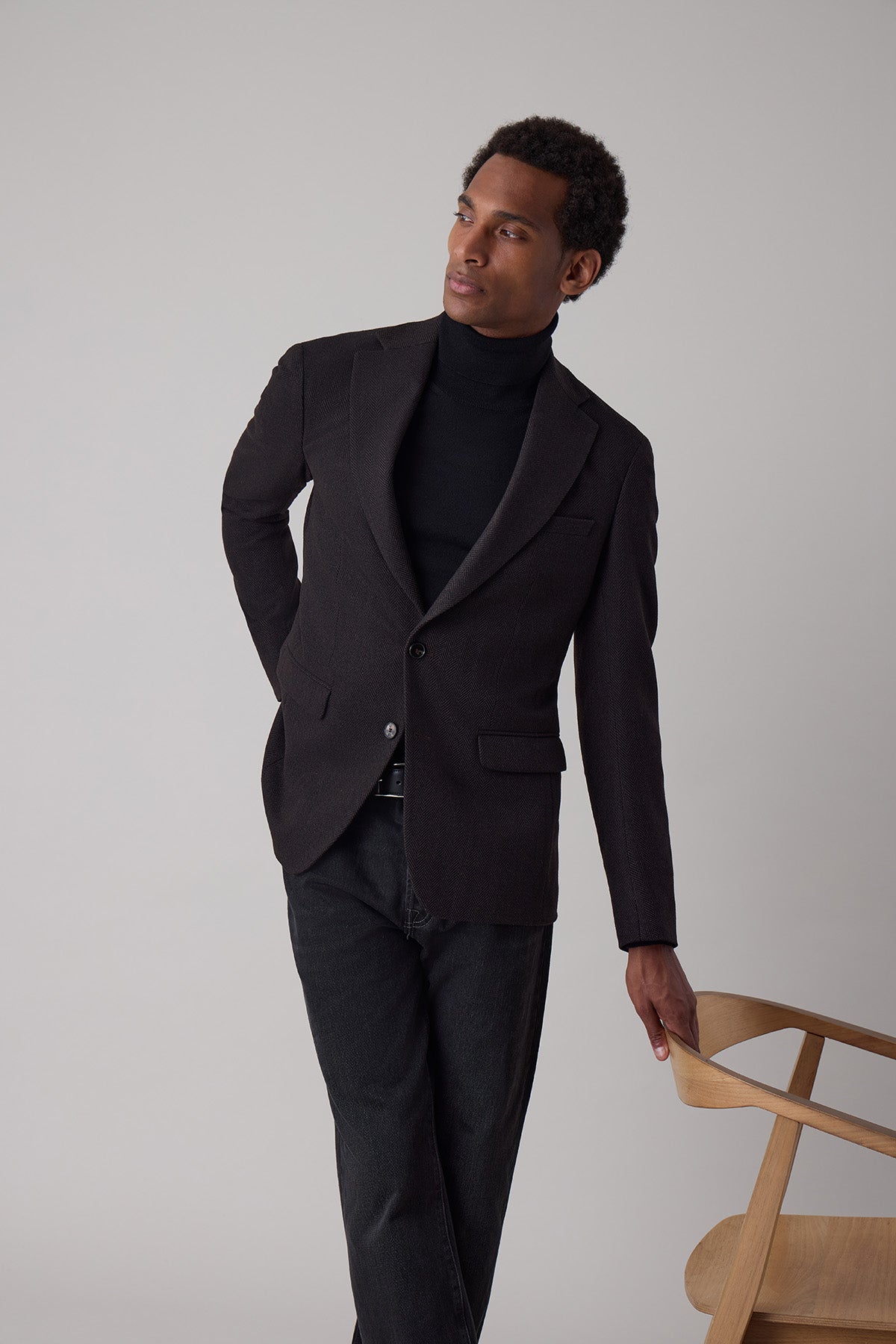 Veste blazer droite Larsson en laine mohaire et cachemire