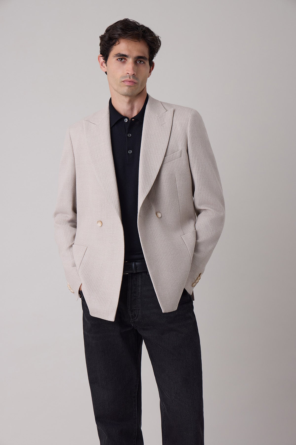 Veste blazer croisée Nival en laine vierge et soie