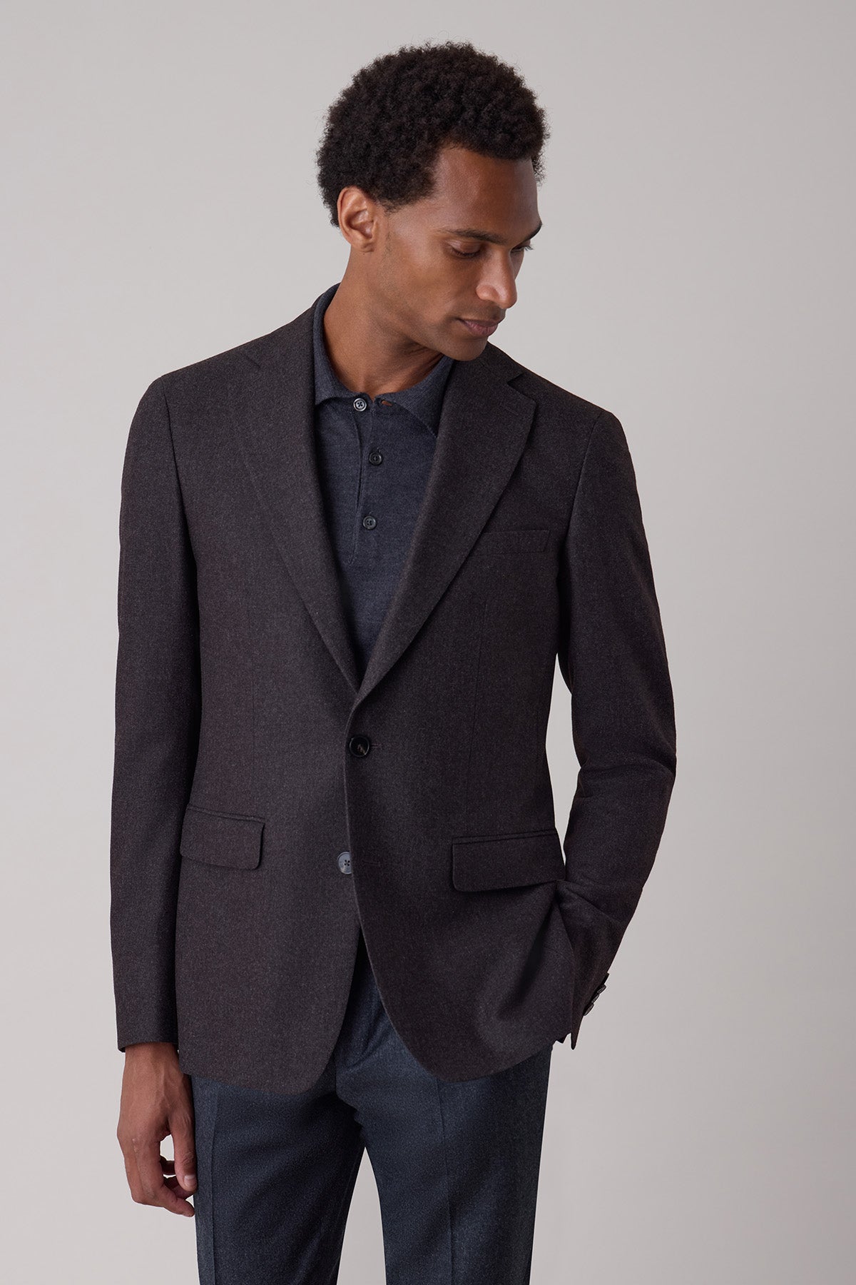 Veste blazer droite Malmo en laine vierge coton et cachemire