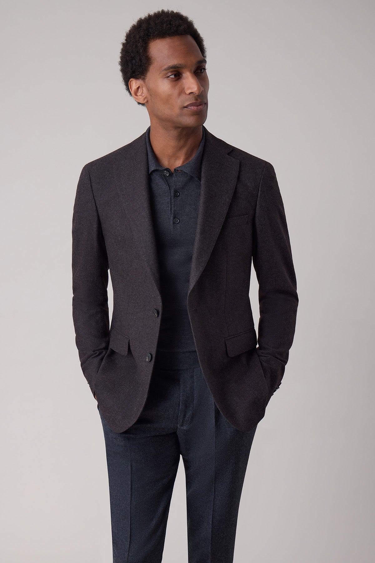Veste blazer droite Malmo en laine vierge coton et cachemire