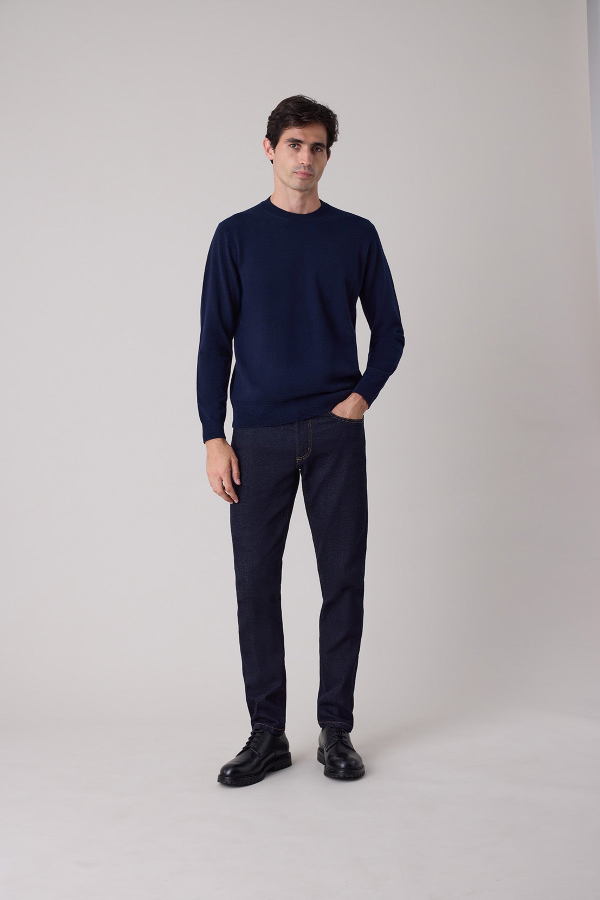 Sven navy wool and cashmere sweater