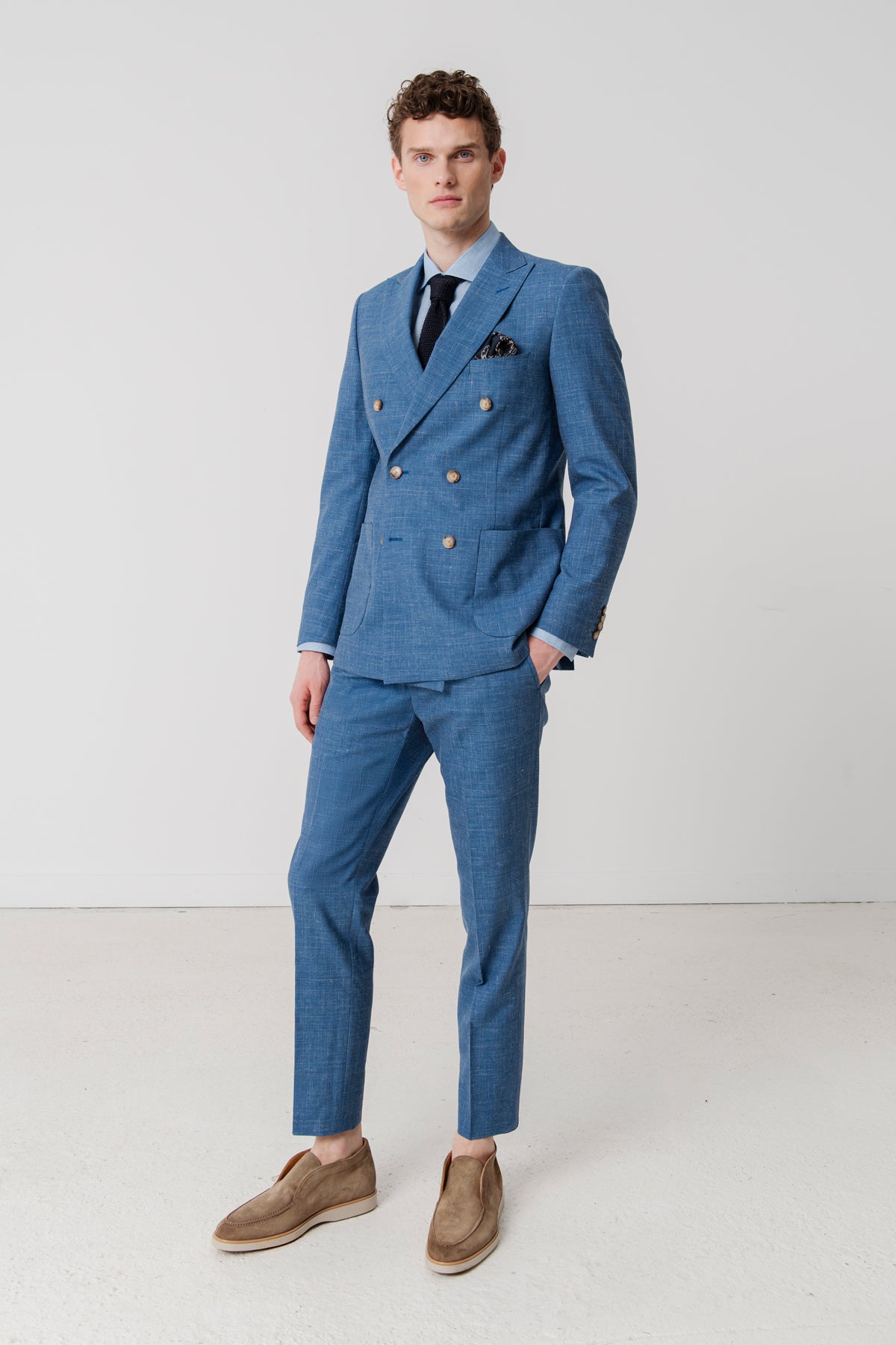 Costume croisé Ramatuelle en laine, lin & soie