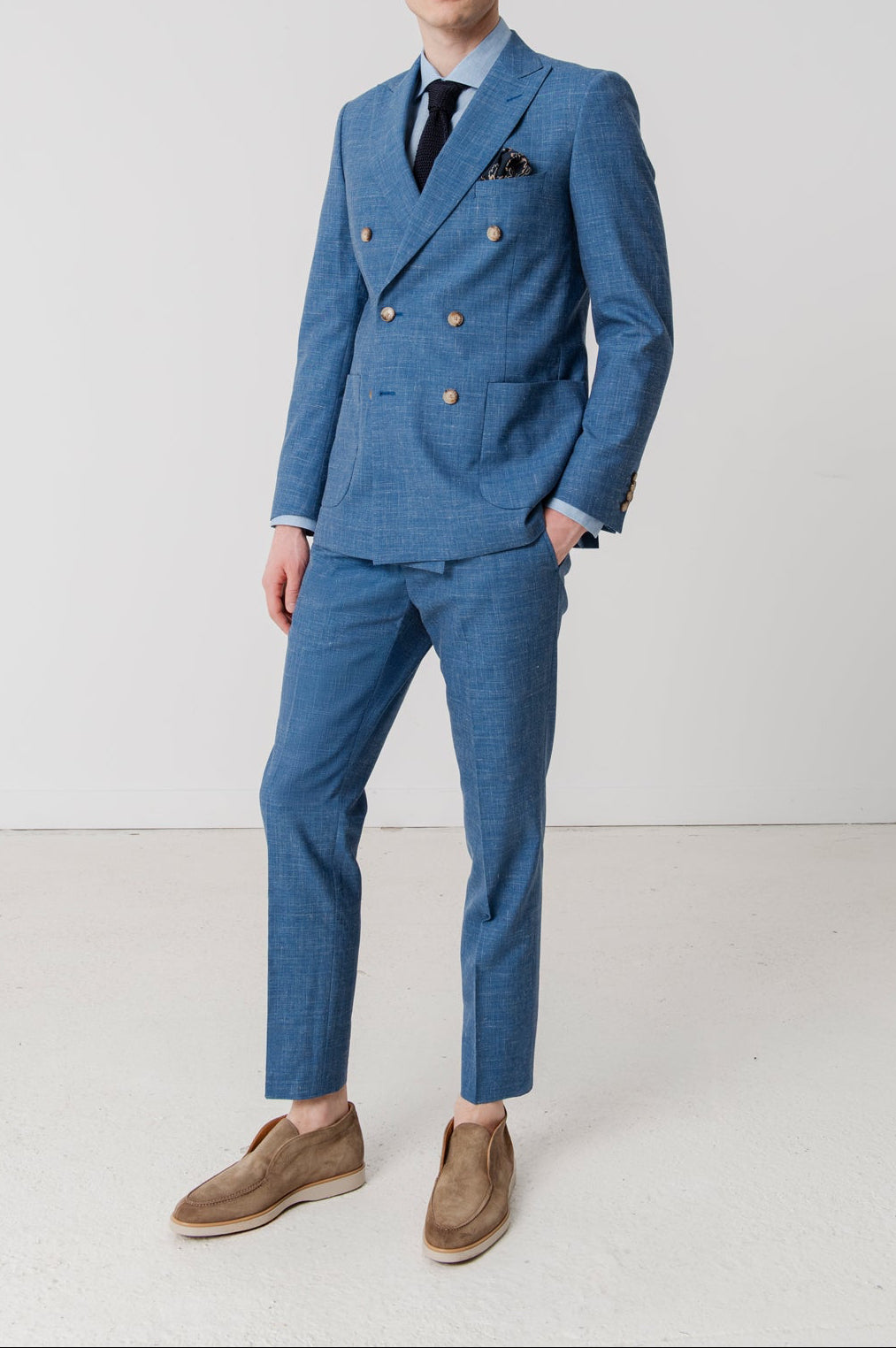 Costume croisé Ramatuelle en laine, lin & soie