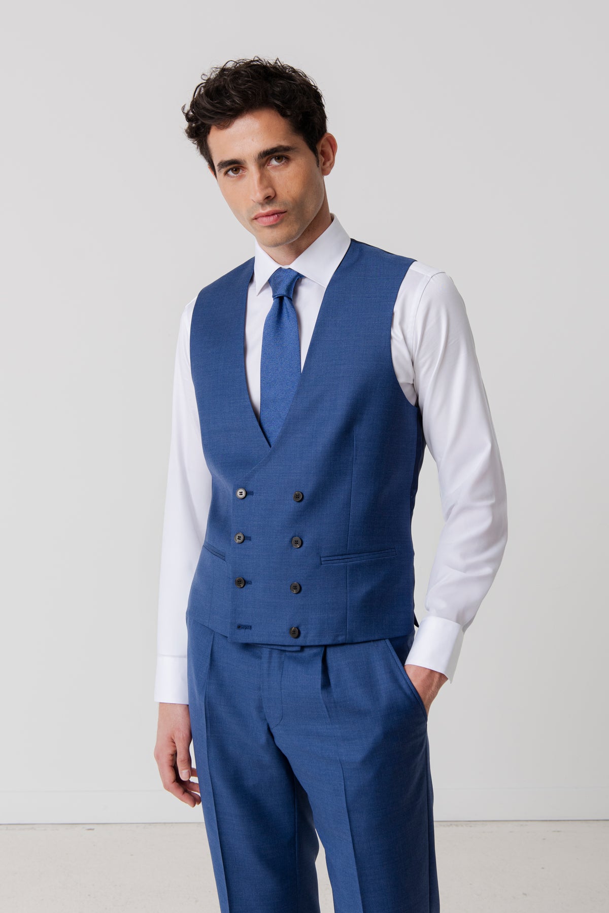 Gilet de costume Mistral croisé en laine vierge