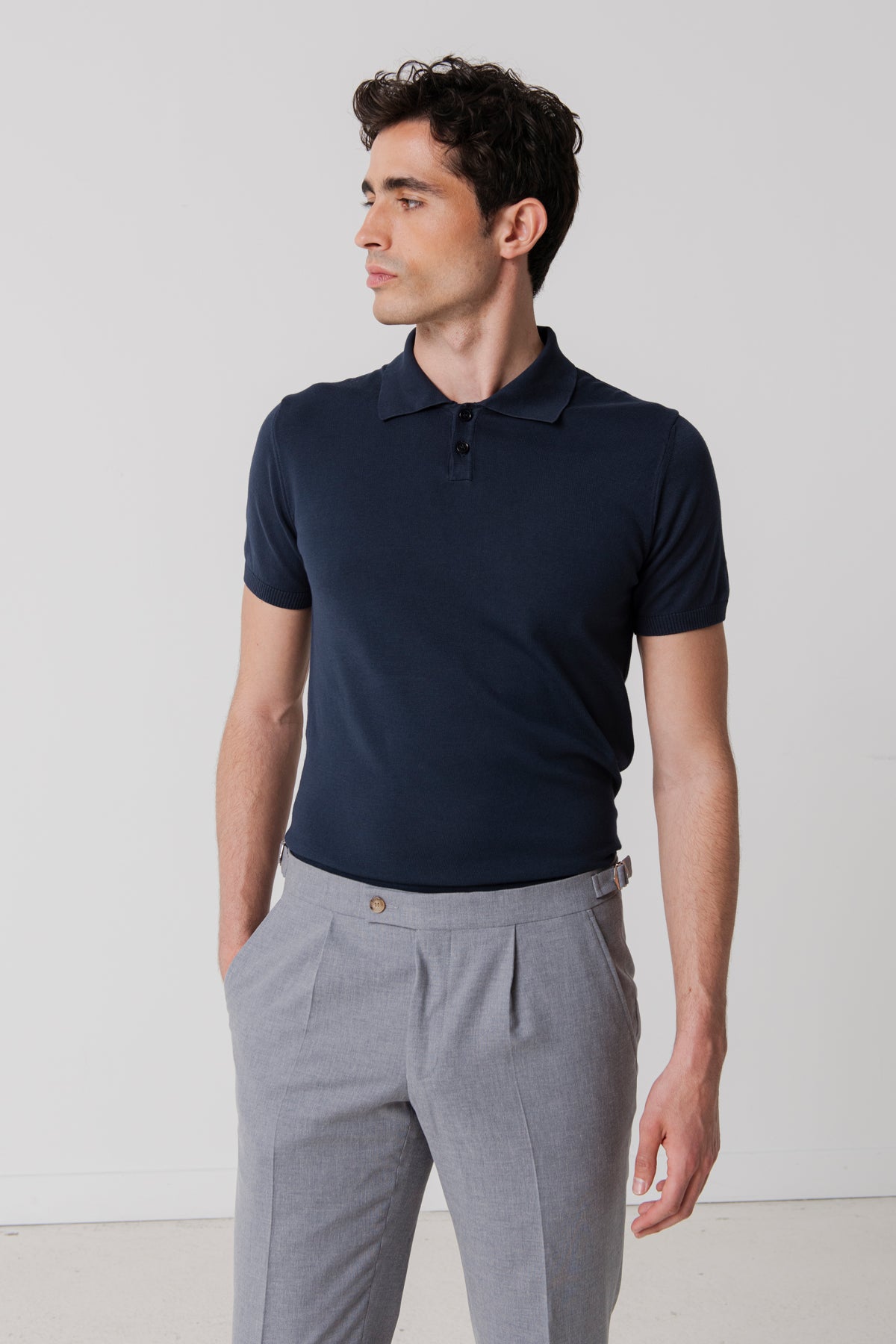 Polo Cesar bleu marine en coton