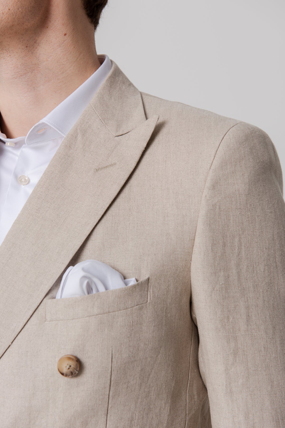 Costume croisé Pilat beige en lin