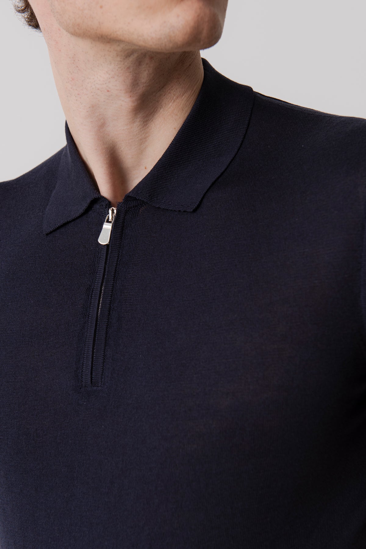 Polo Nico marine en coton et soie