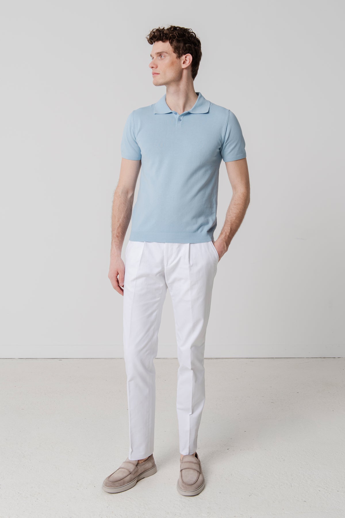Polo Cesar bleu ciel en coton