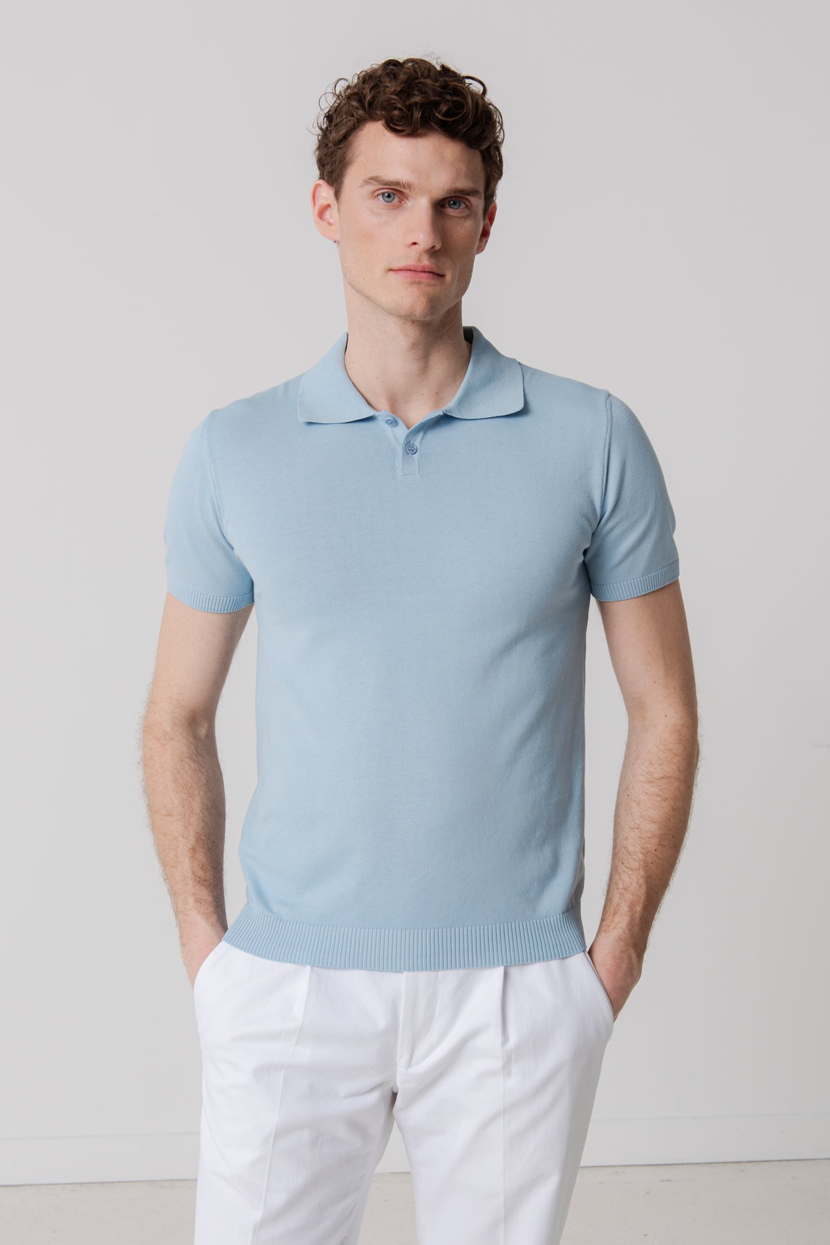 Polo Cesar bleu ciel en coton