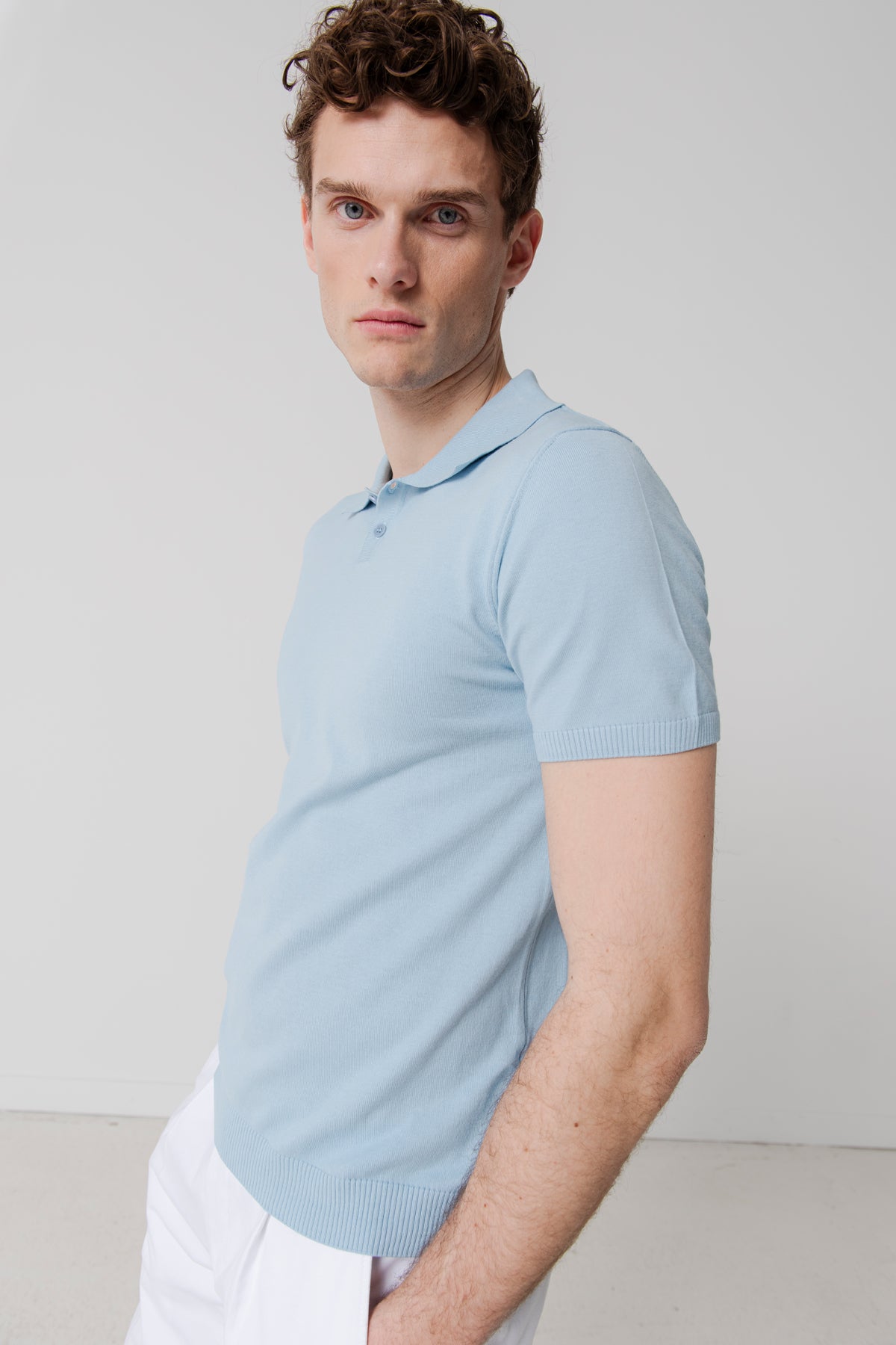 Polo Cesar bleu ciel en coton