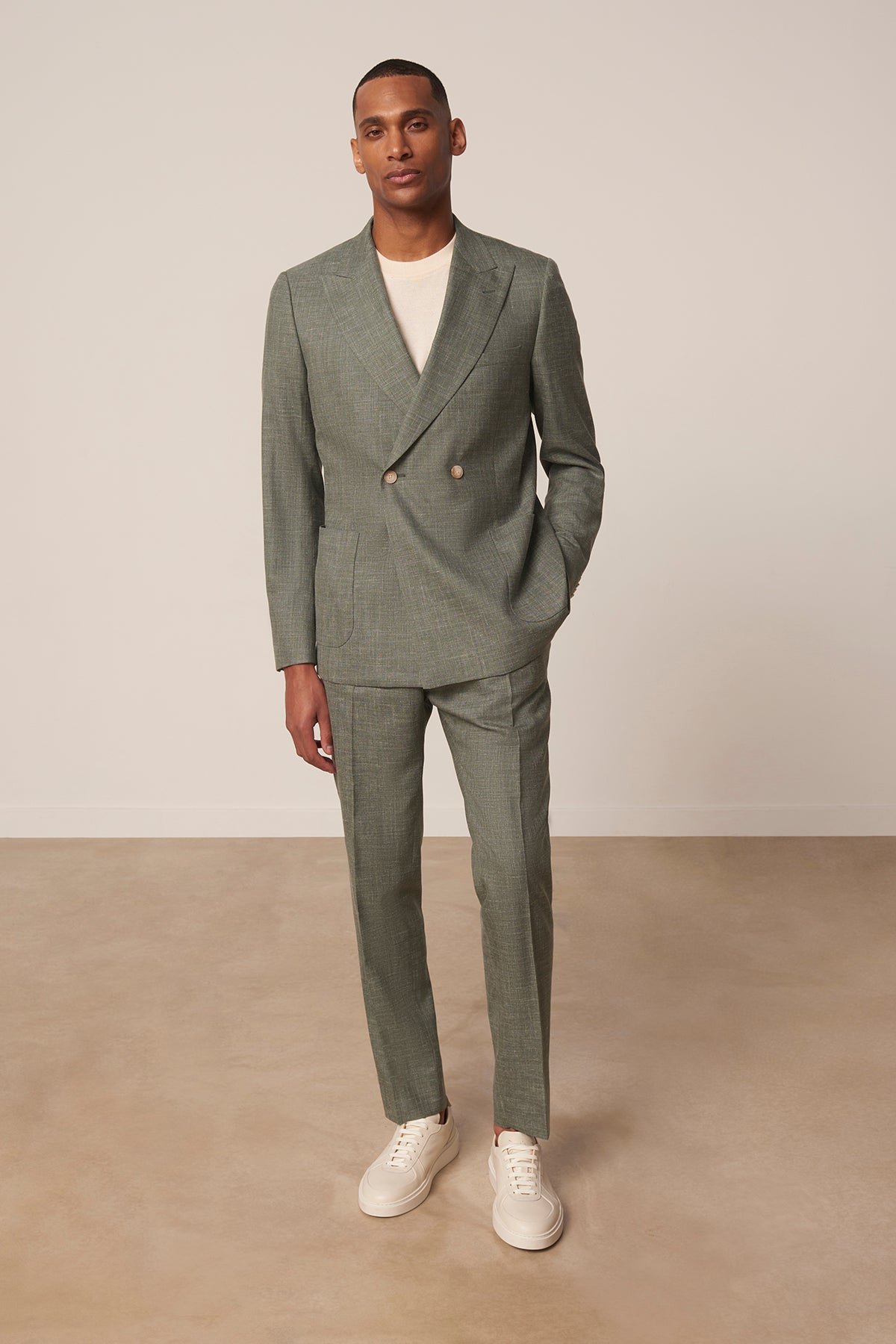 Costume croisé Cabaneros en laine vierge soie et lin