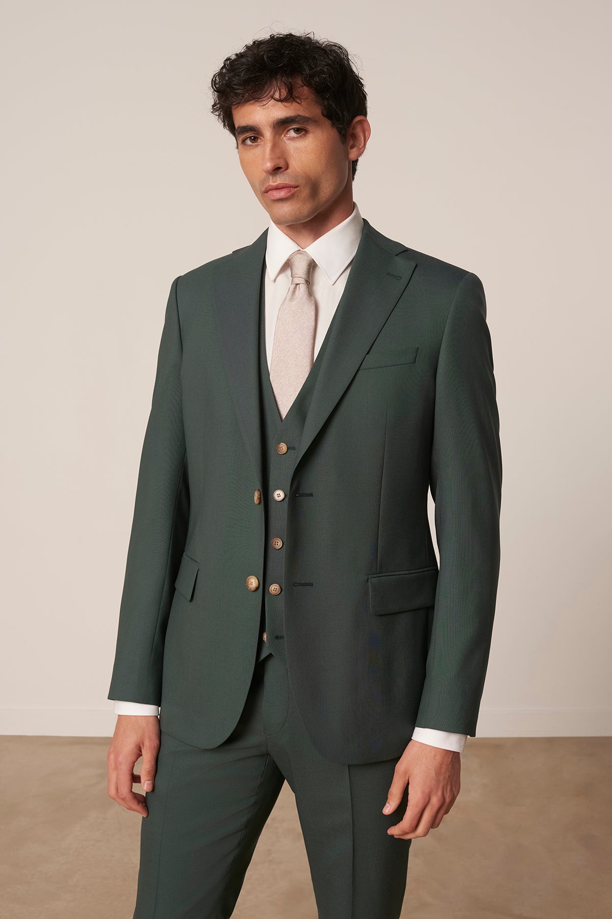 Green Molene suit in virgin wool