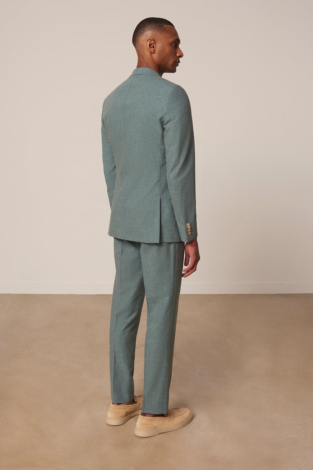 Costume croisé Aragon en laine coton et soie