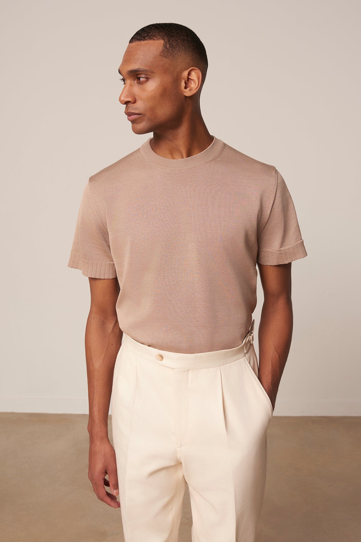 T-shirt Carlo en coton beige