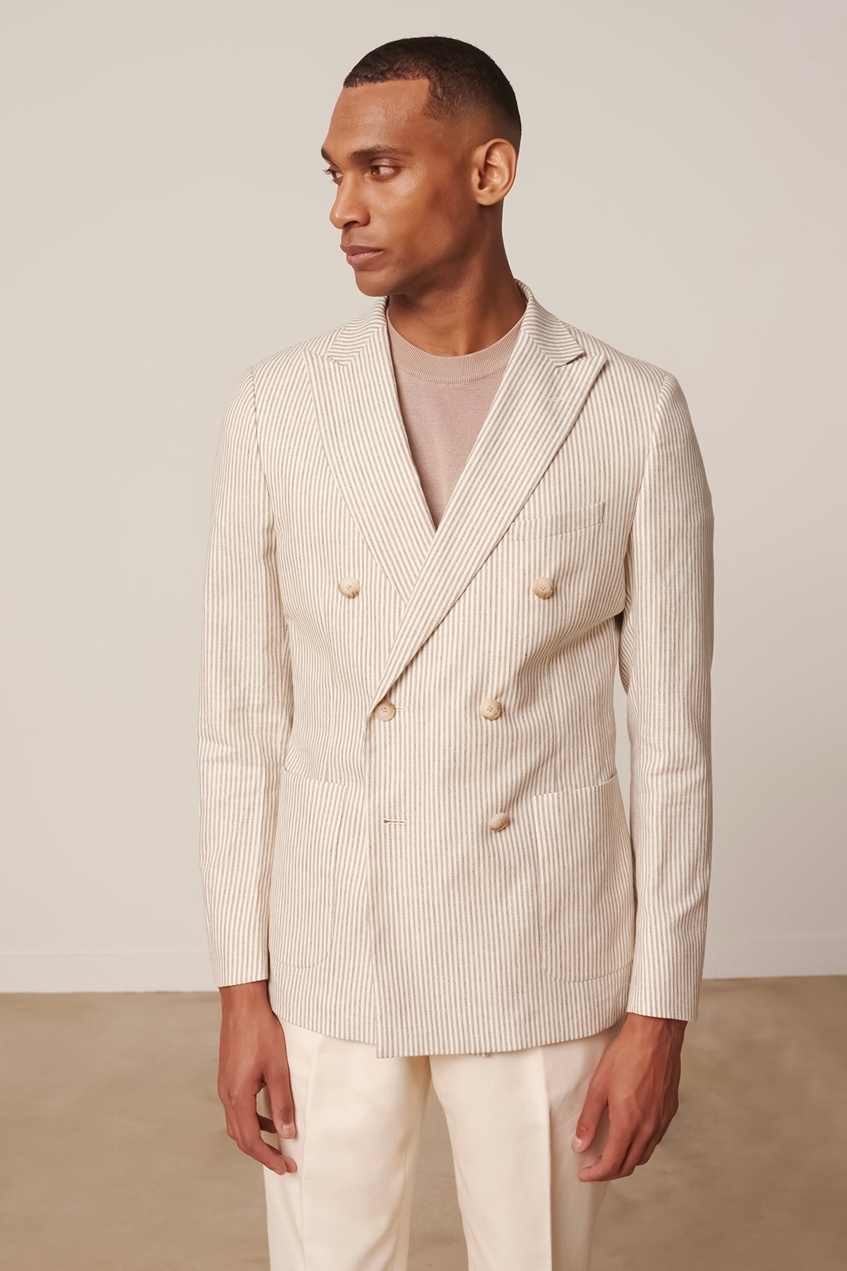 Veste croisée Almodovar en lin laine soie