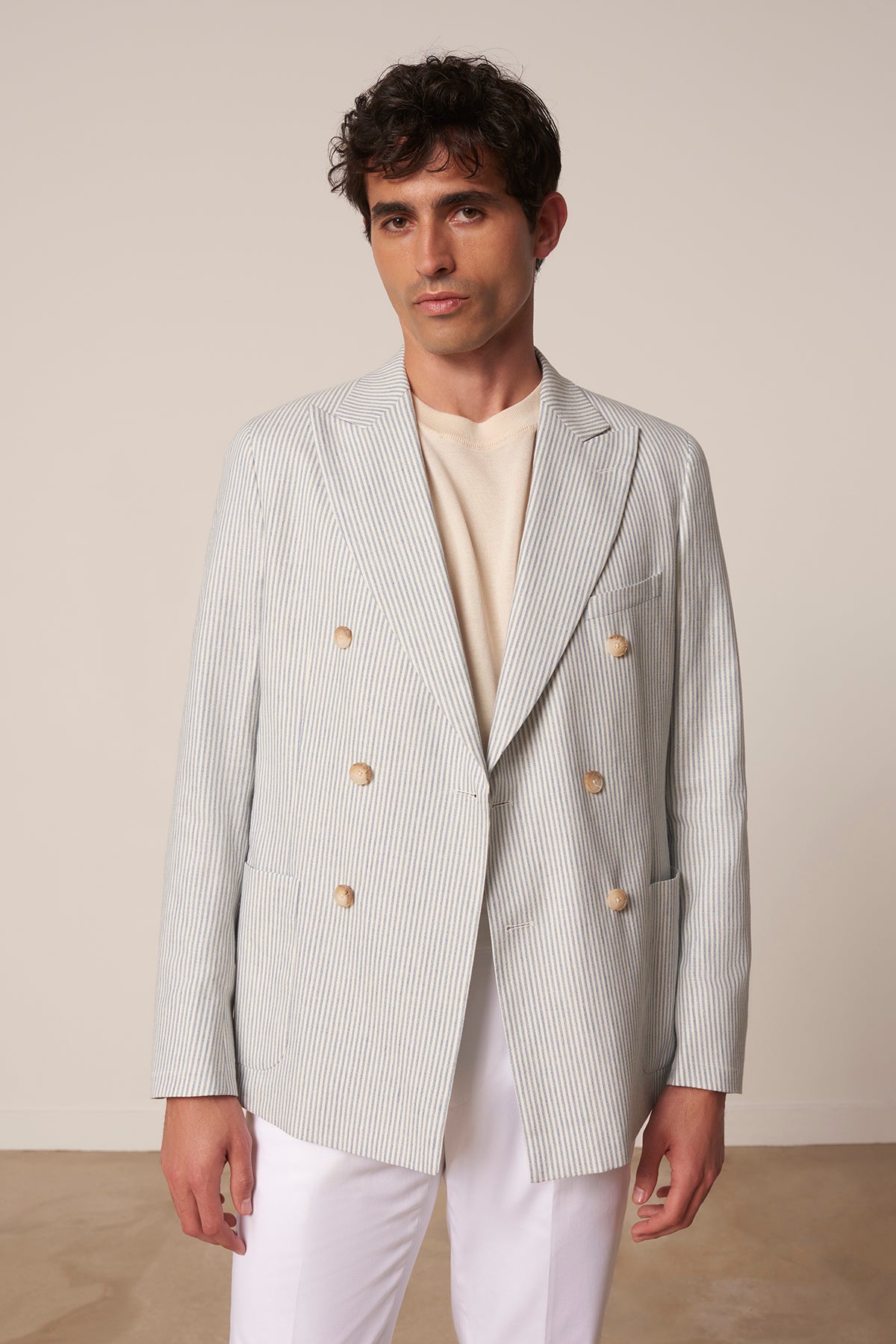 Veste croisée Cruz en coton lin laine soie