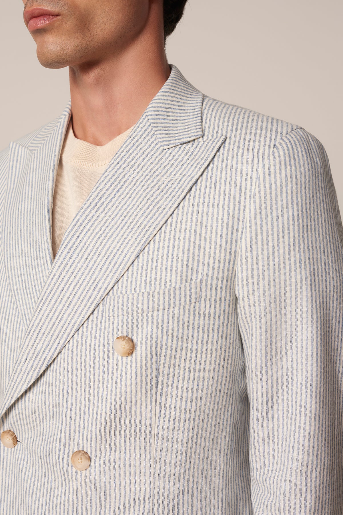 Veste croisée Cruz en coton lin laine soie