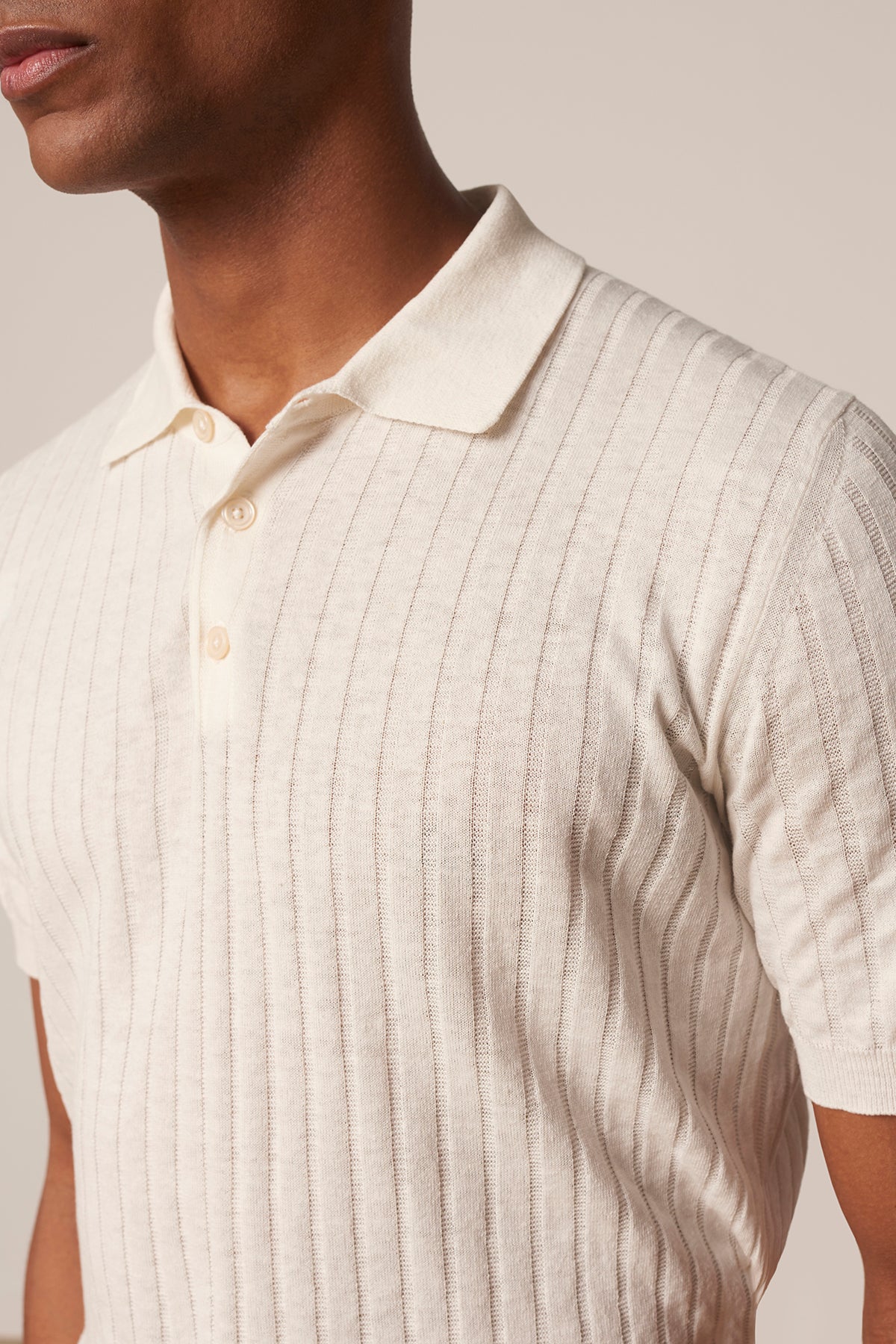 Polo Alvaro en coton et lin blanc