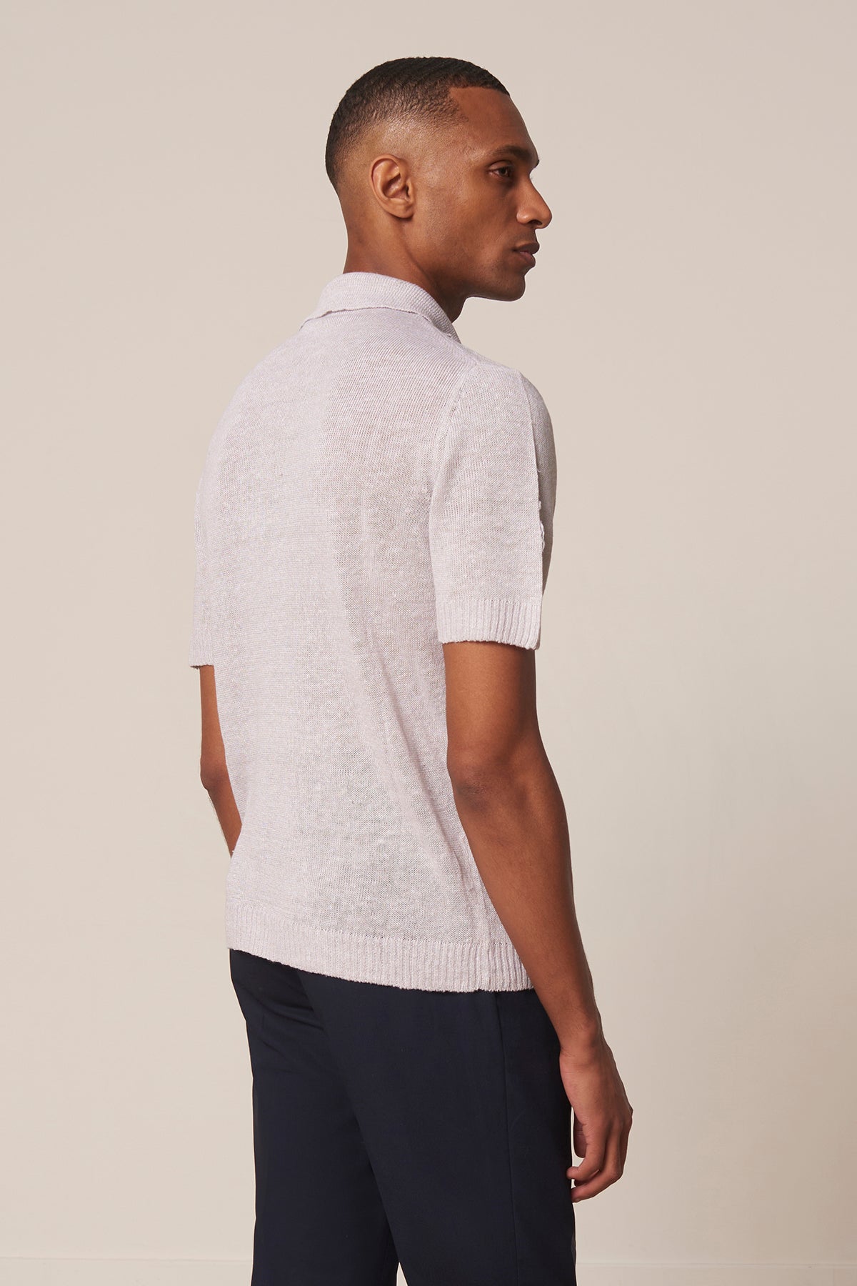 Beige linen and cotton Polo shirt