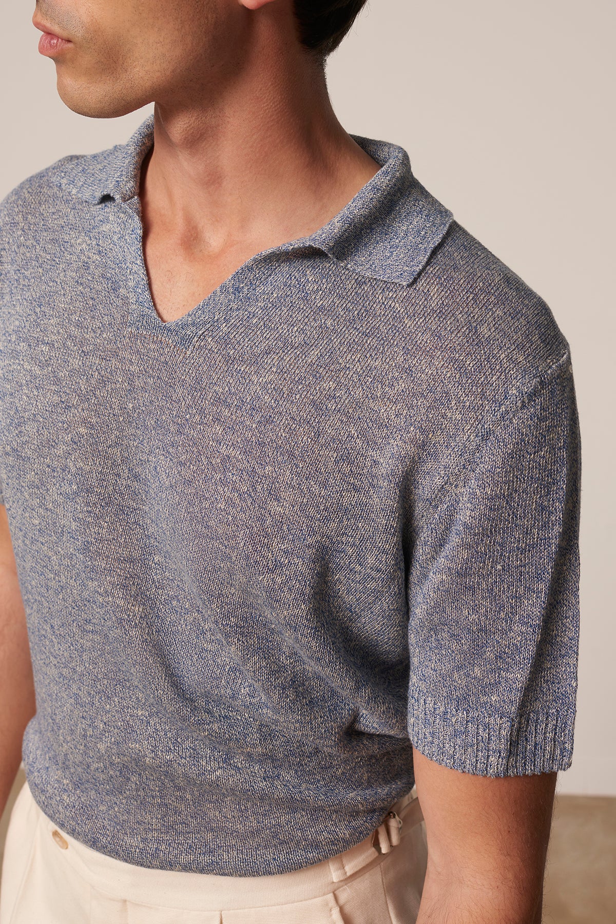 Polo Lorca en lin et coton bleu