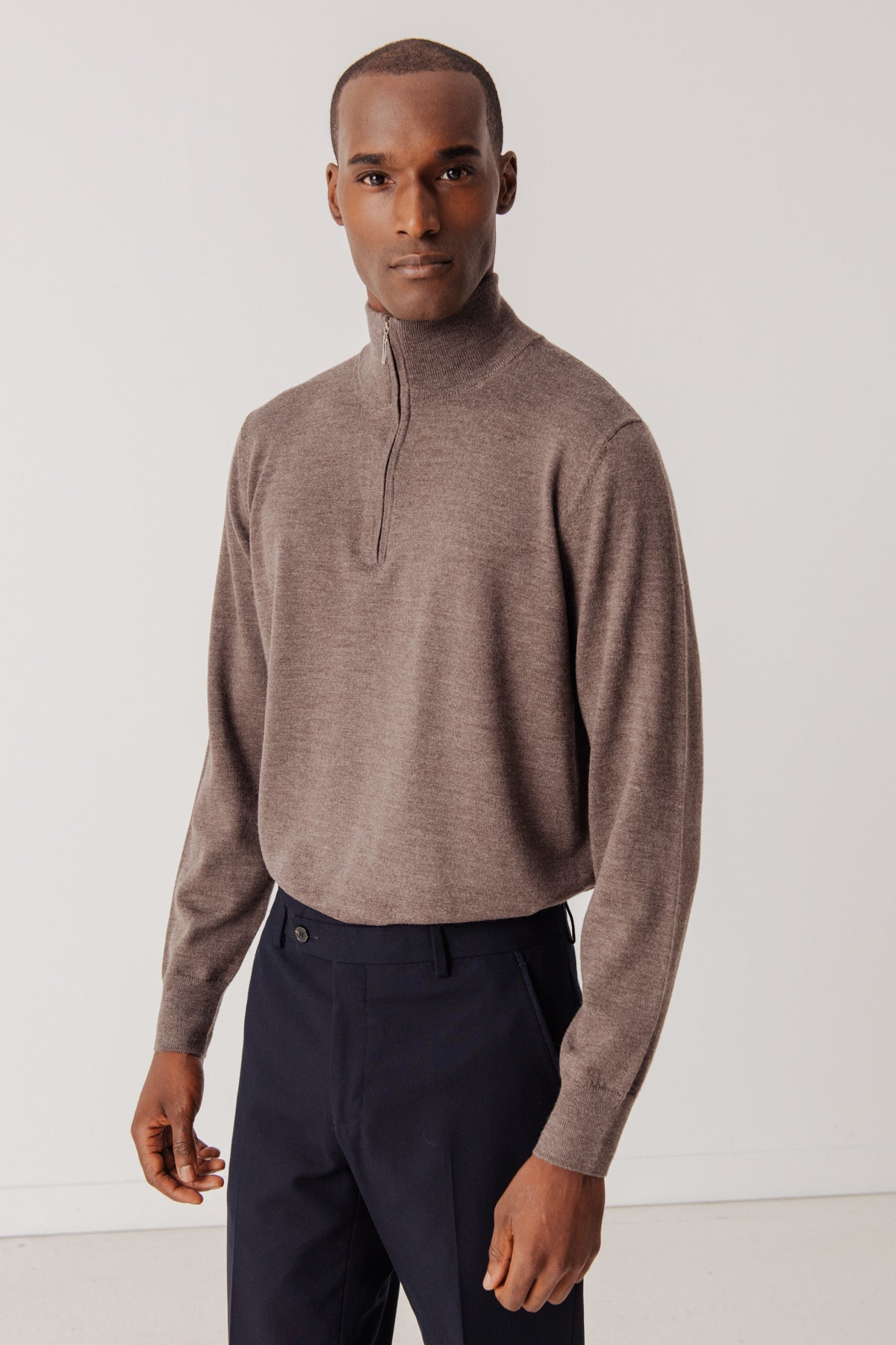 Pull Alistair en laine merinos marron