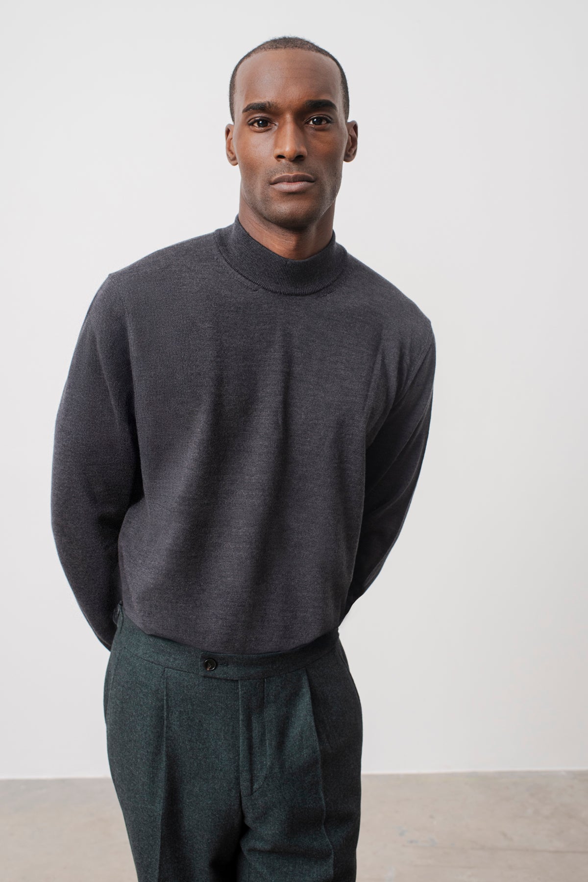Pull col montant Terrence en laine mérinos