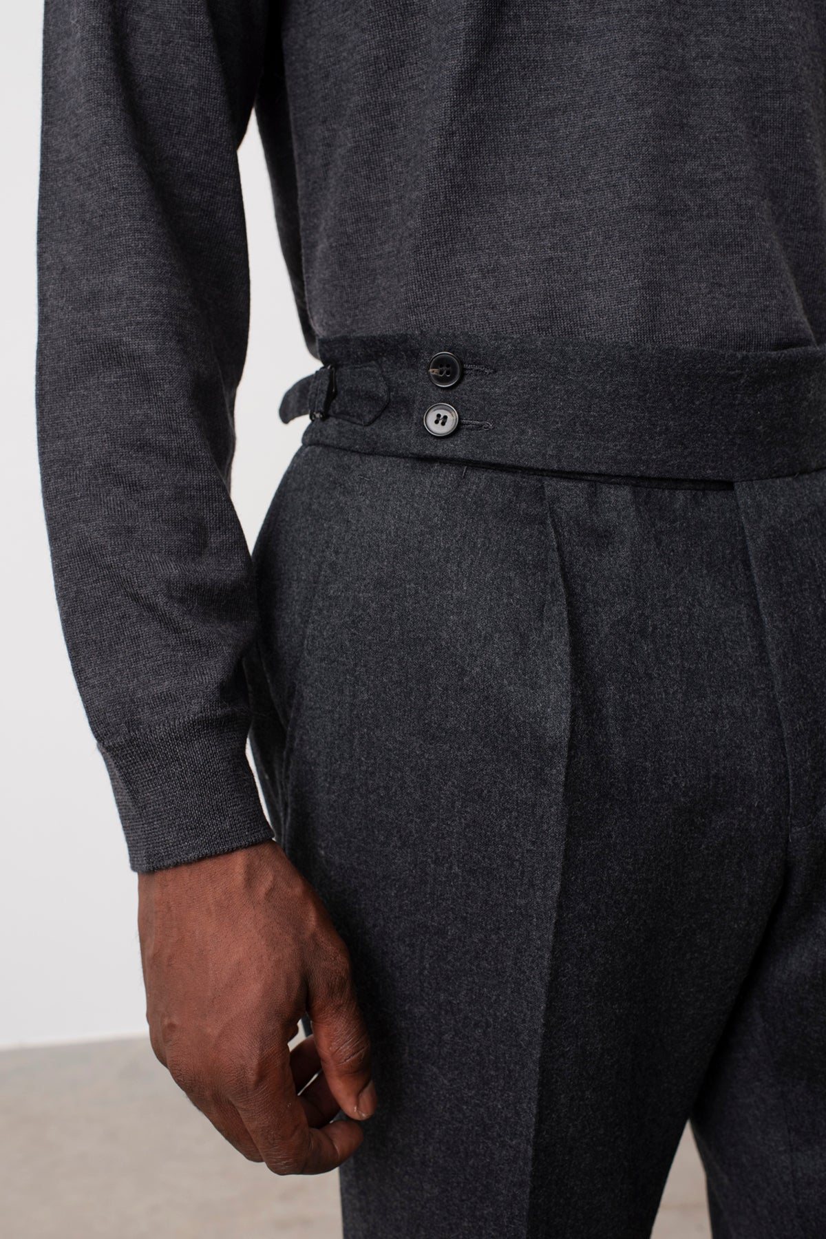 Pantalon en laine Charles double boucle anthracite
