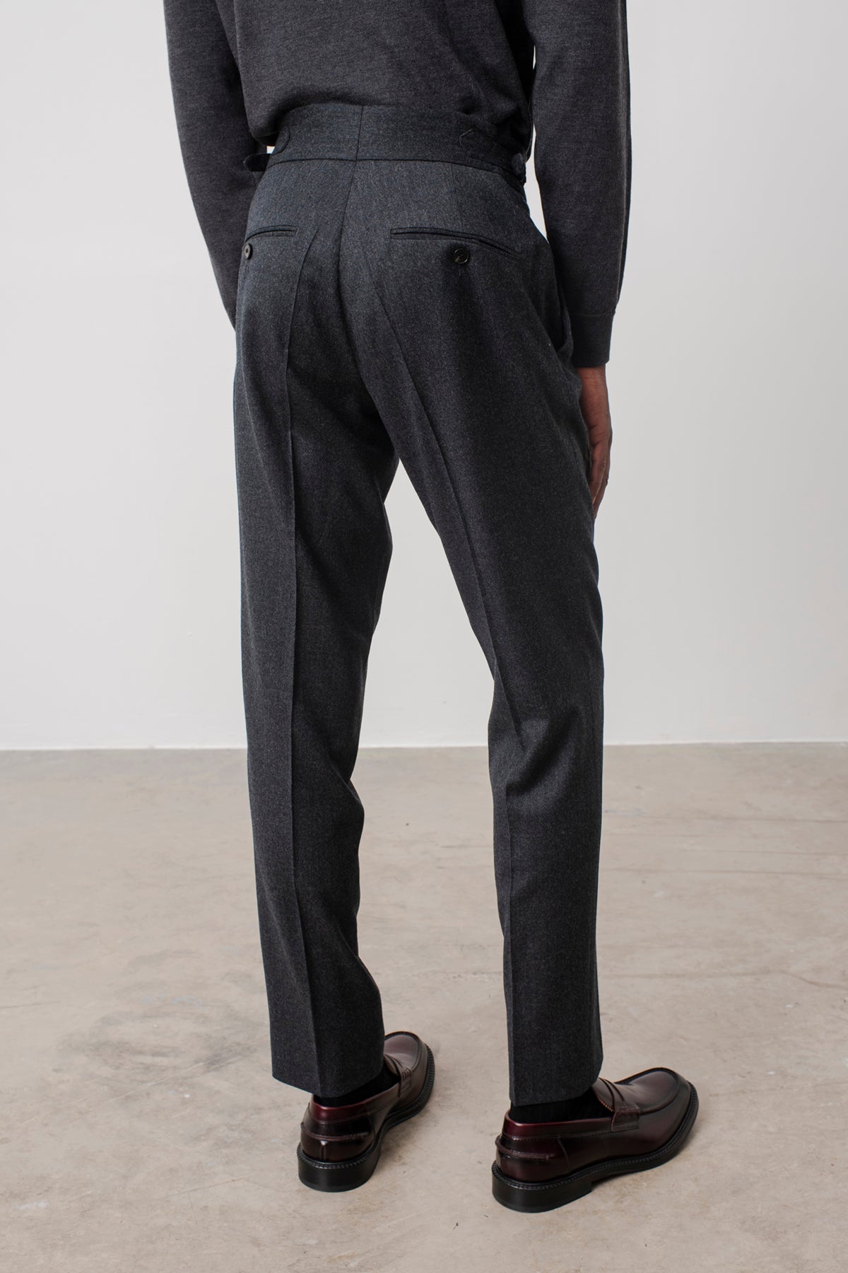 Pantalon en laine Charles double boucle anthracite