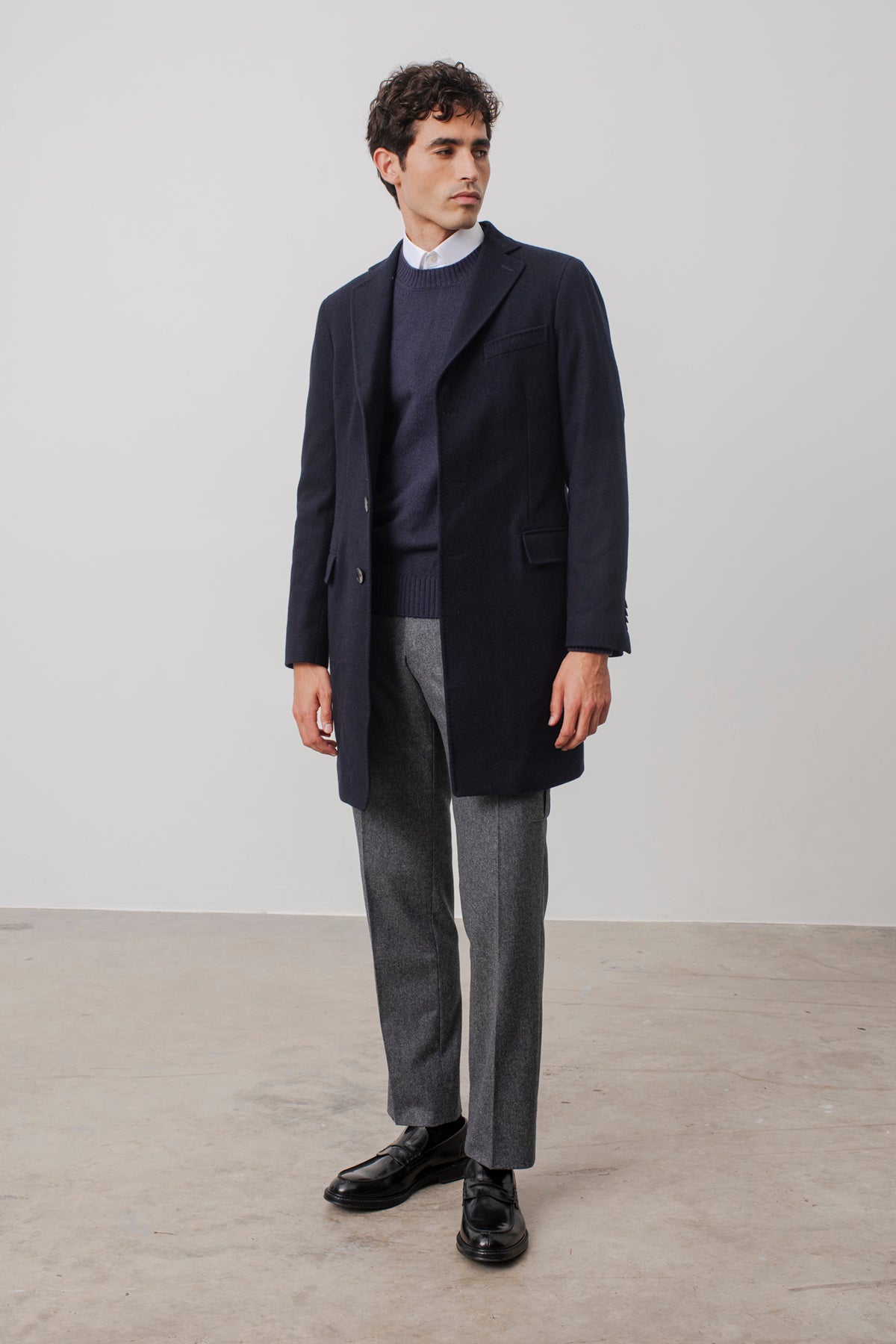 Manteau Wickam en laine vierge marine