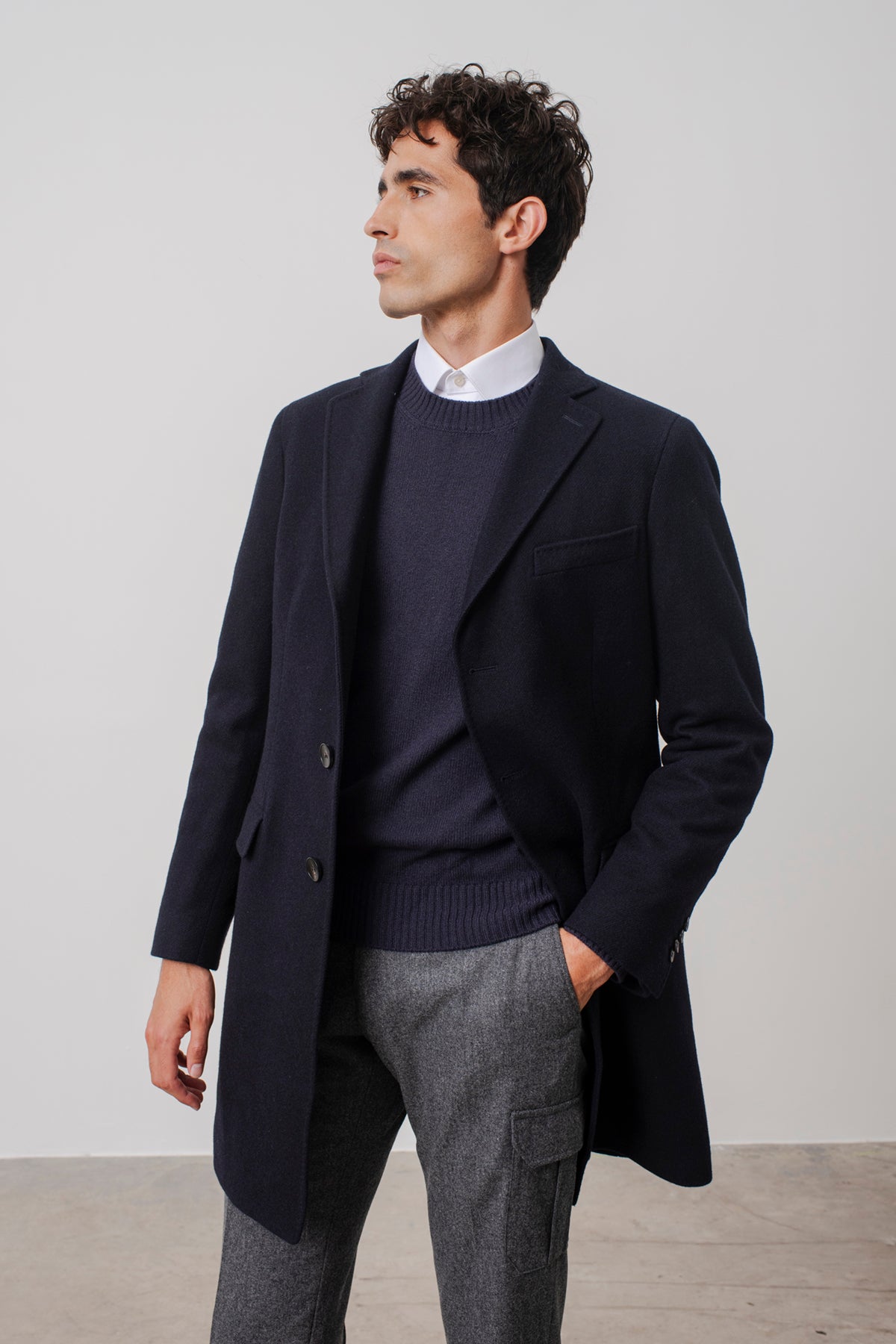 Manteau Wickam en laine vierge marine