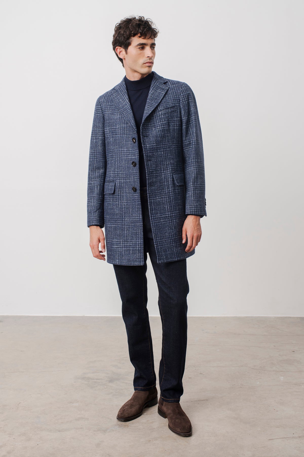 Manteau Twain prince de galles en laine mélangé