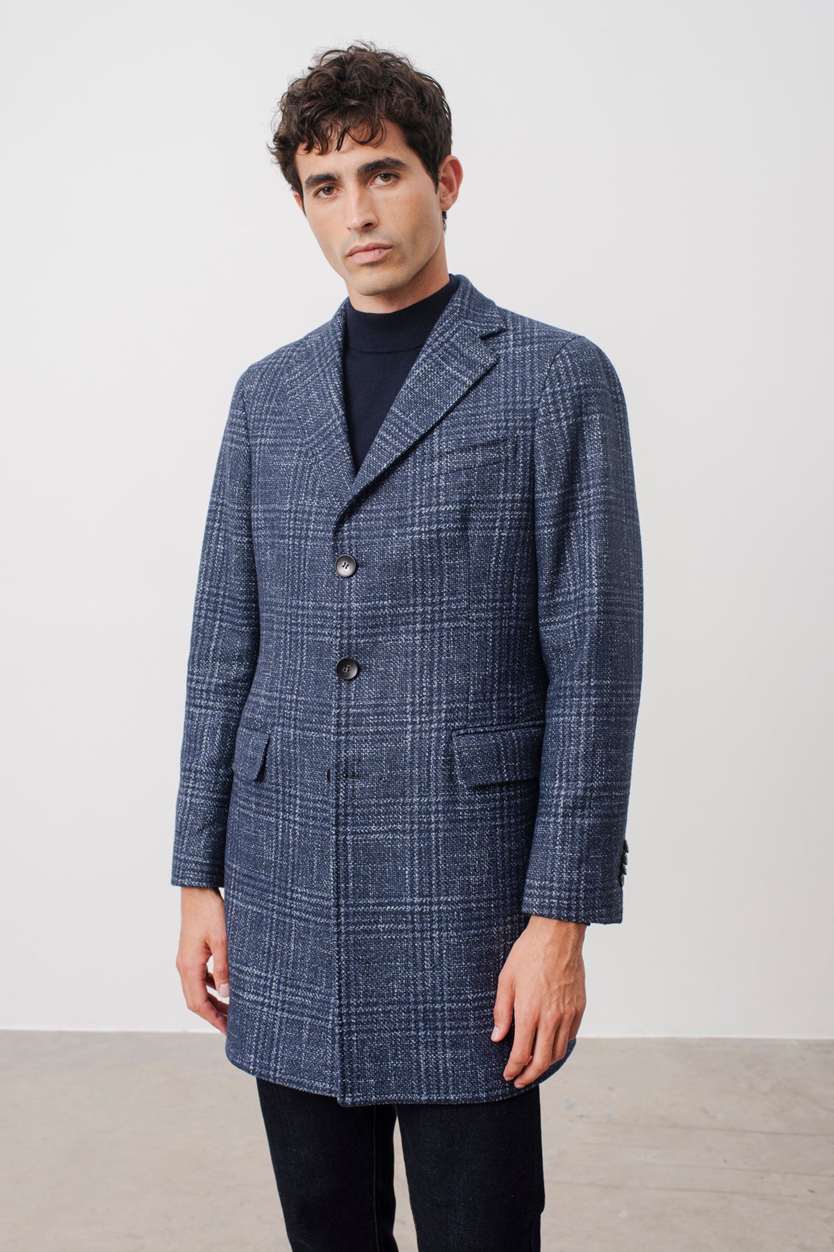 Manteau Twain prince de galles en laine mélangé