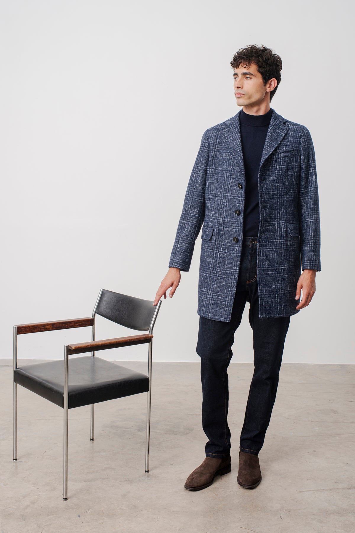 Manteau Twain prince de galles en laine mélangé