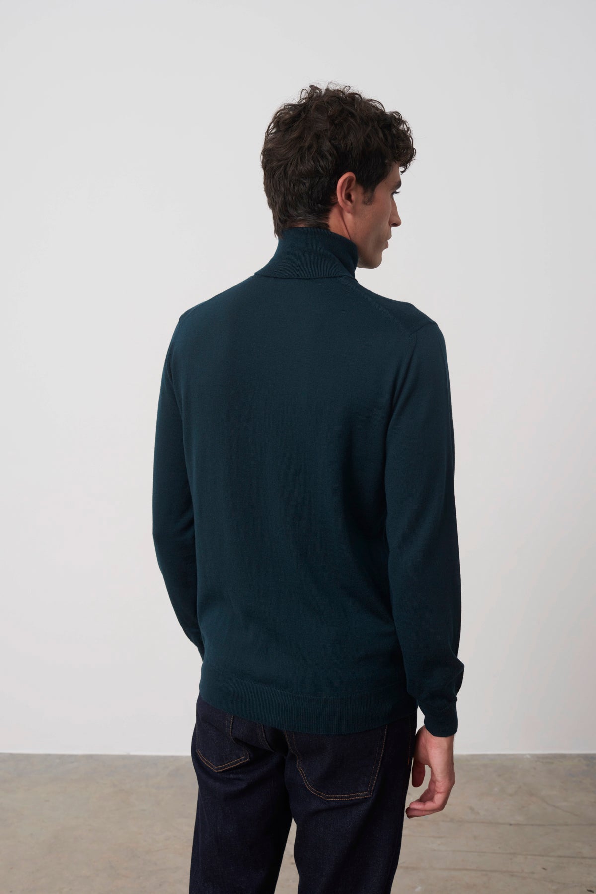 Pull col roulé Archibald en laine mérinos vert