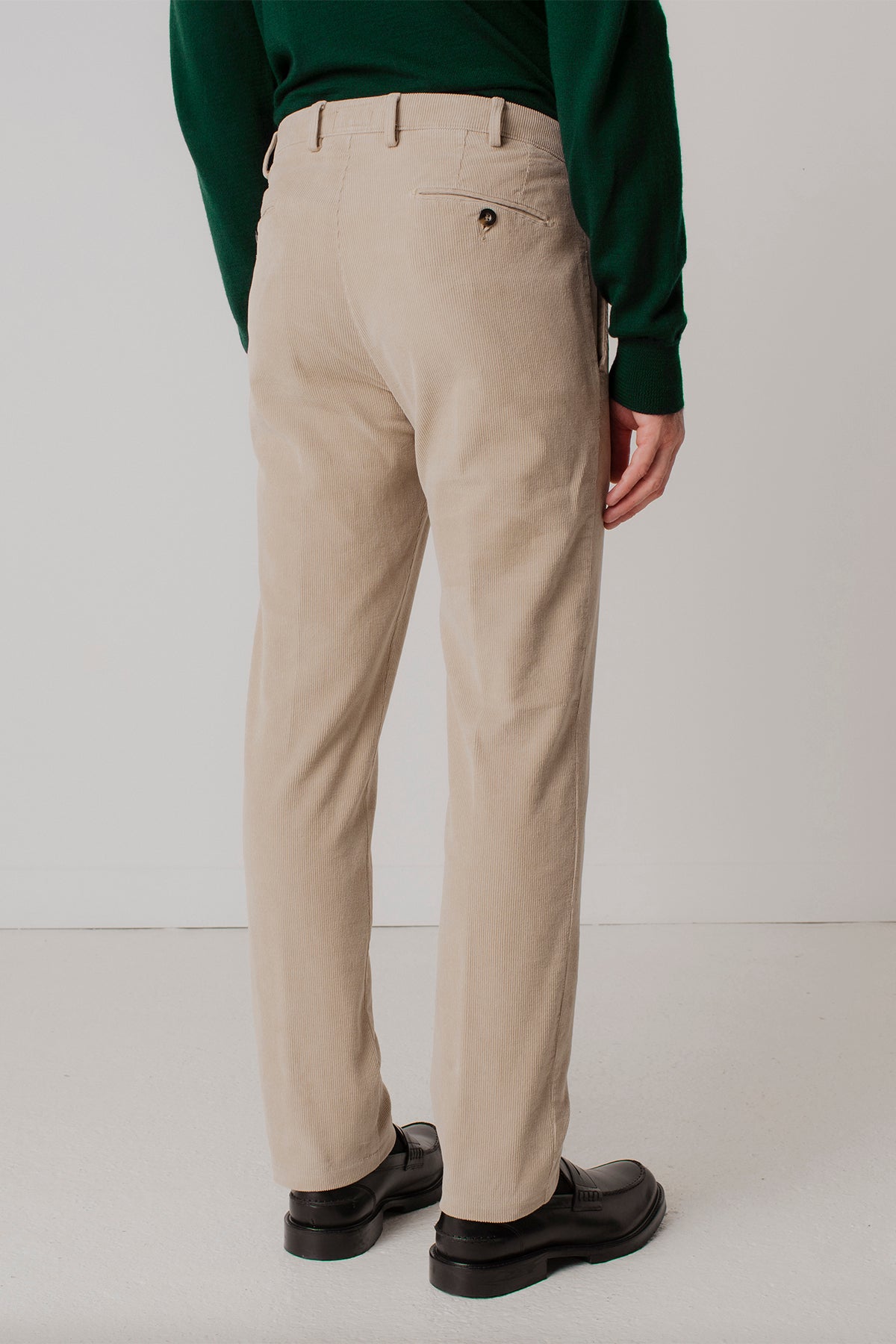 Pantalon en velours côtelé beige Maxence