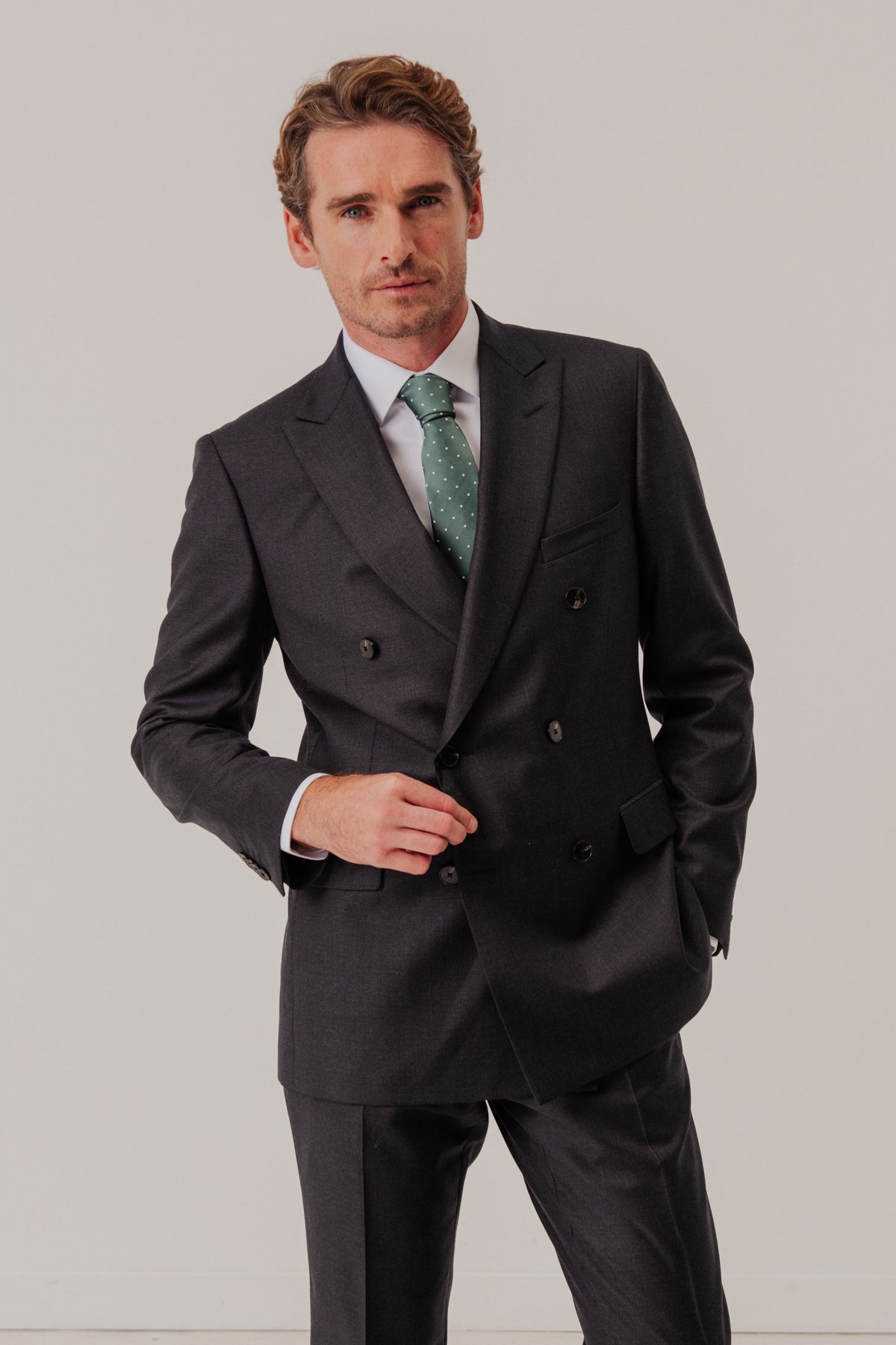 Carbon Wool Double Breasted Suit