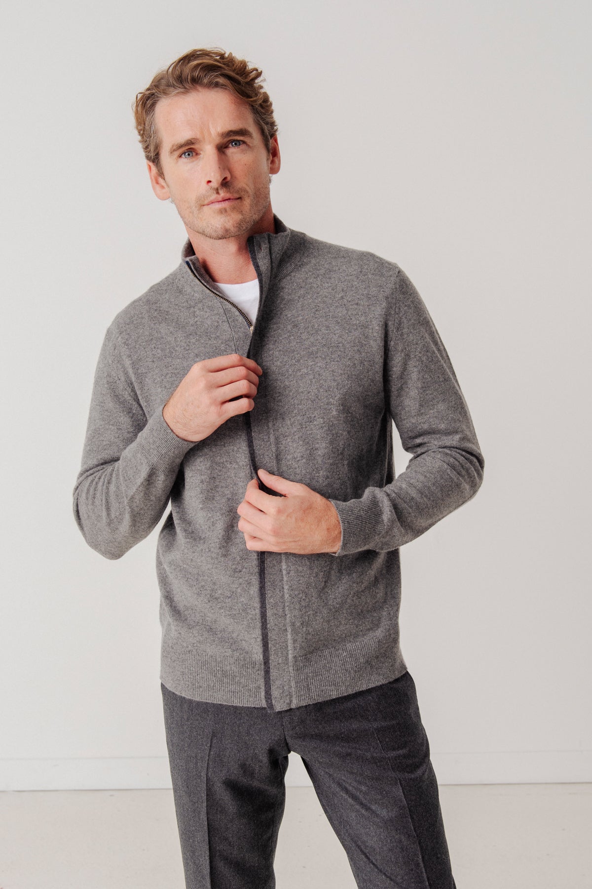 Cardigan Philip en laine et cachemire gris
