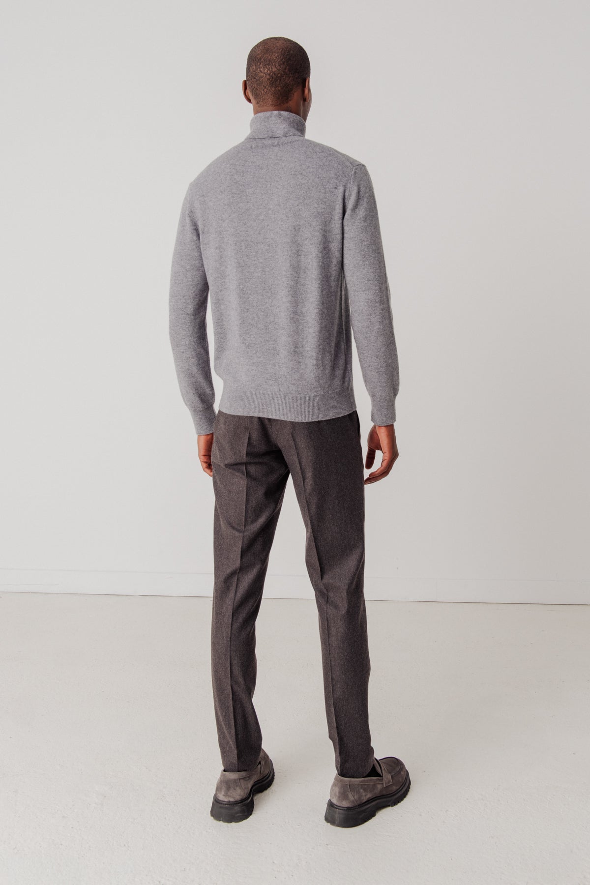 Pull col roulé Andrew en laine et cachemire gris