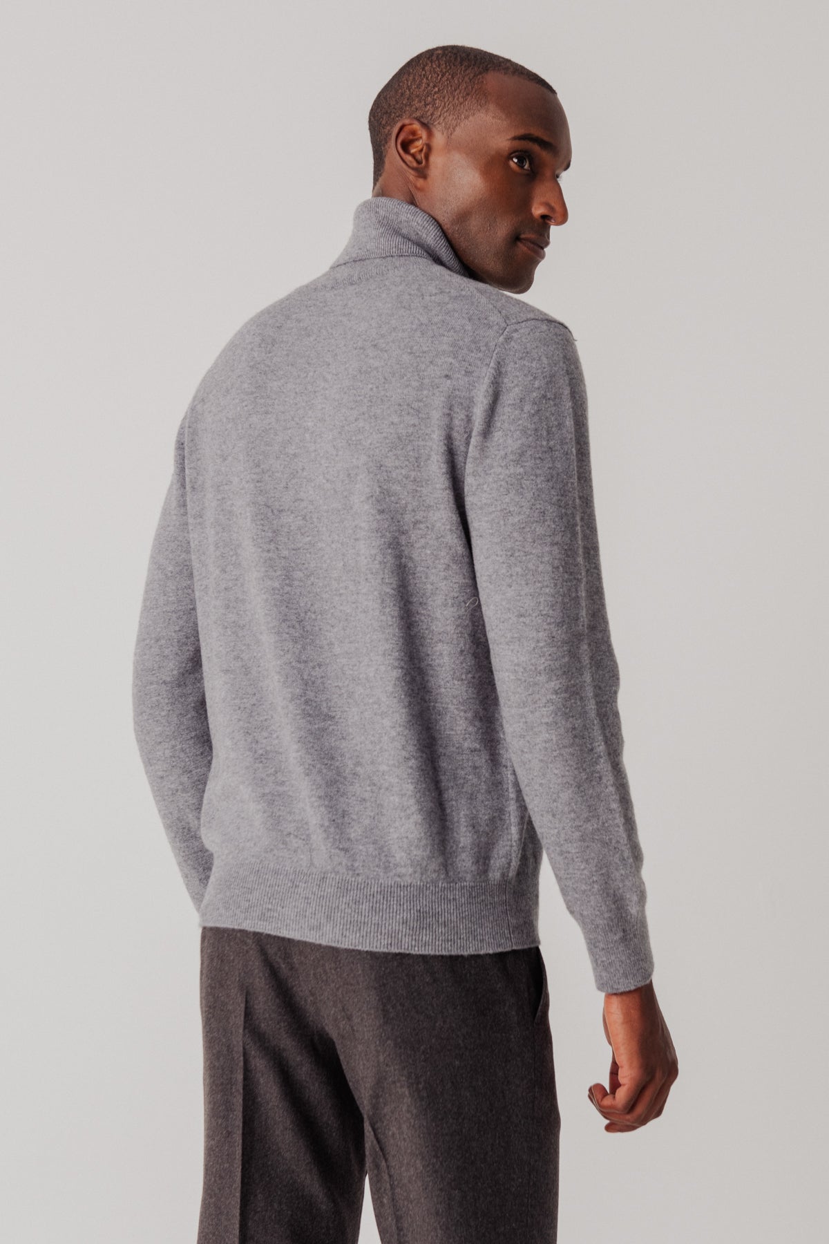 Pull col roulé Andrew en laine et cachemire gris