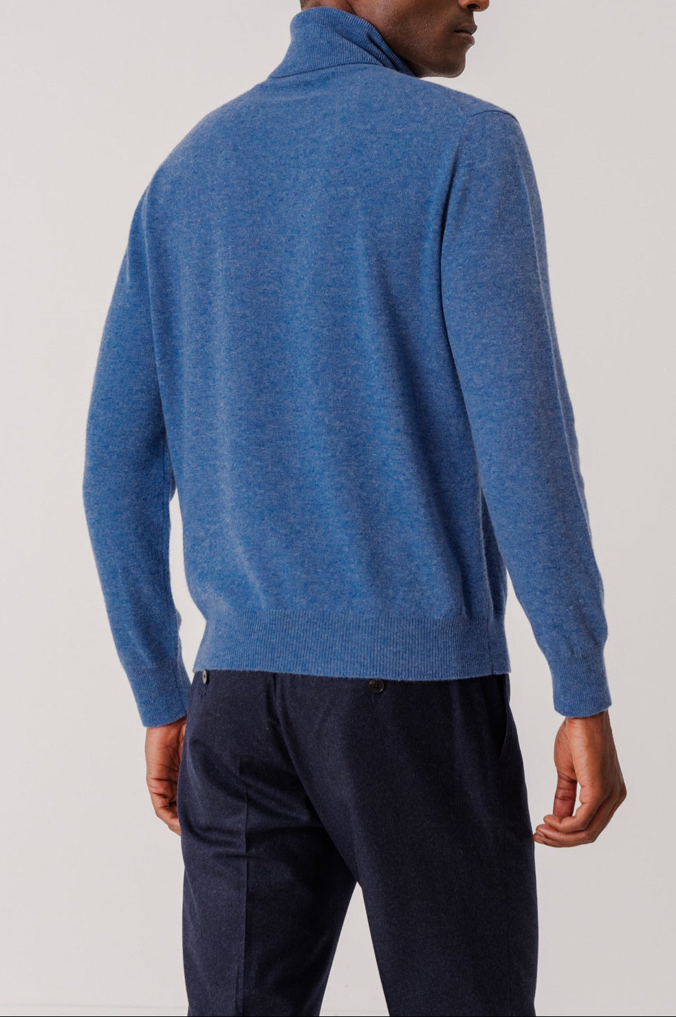 Pull col roulé Andrew en laine et cachemire bleu
