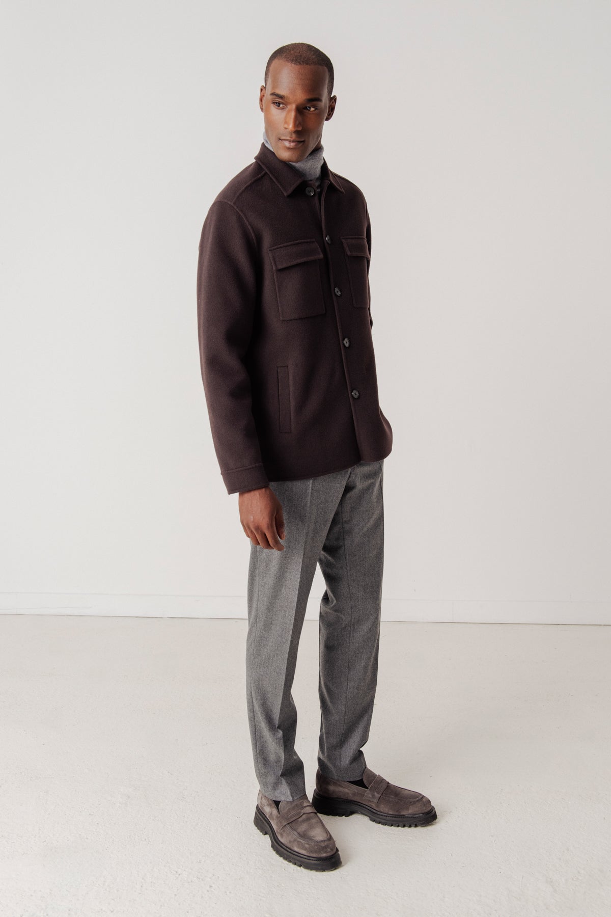 Surchemise Warren en laine et cachemire marron