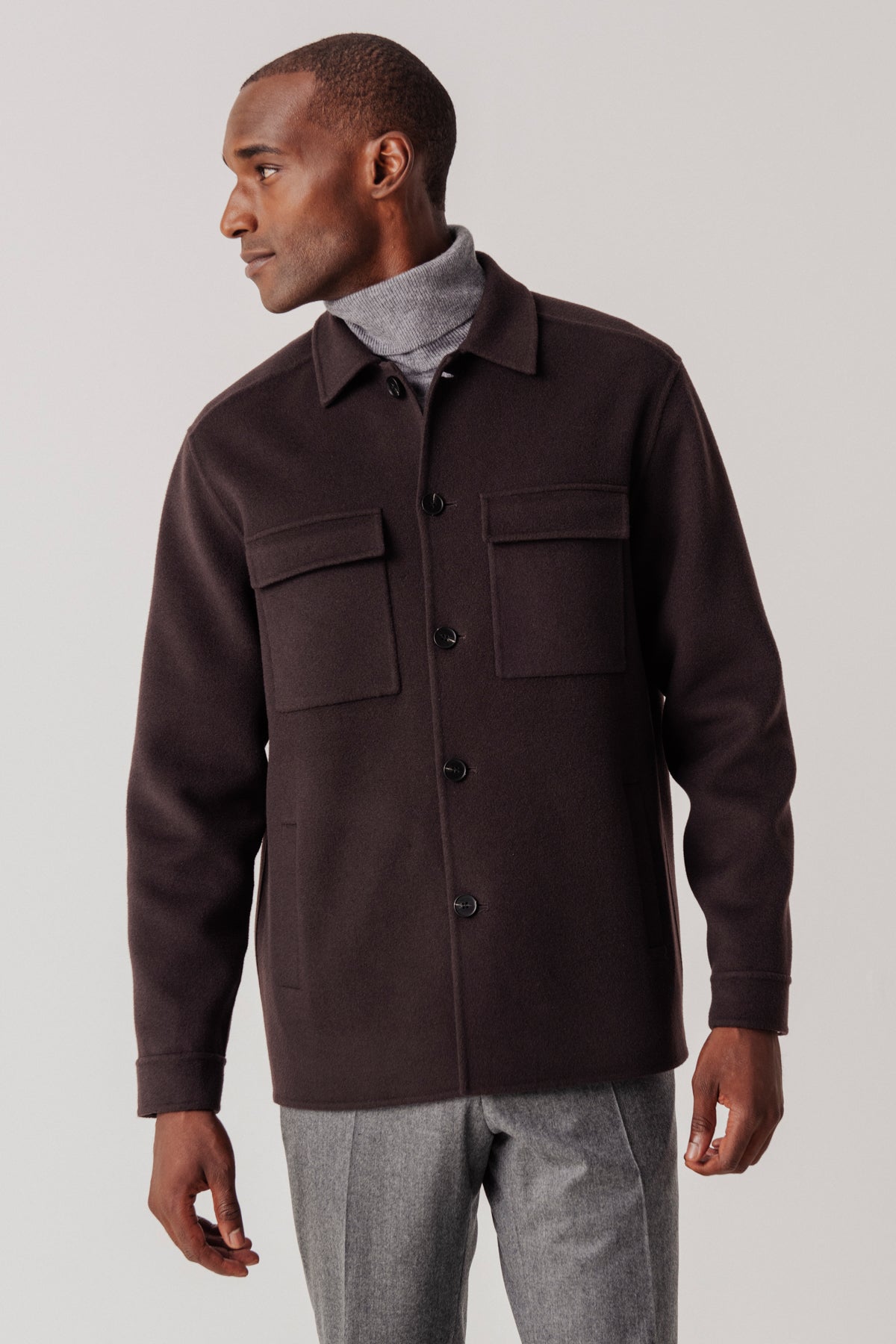 Surchemise Warren en laine et cachemire marron