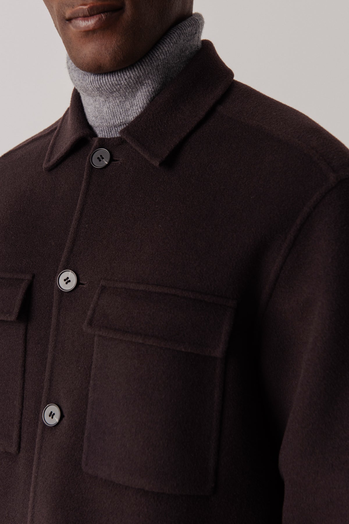 Surchemise Warren en laine et cachemire marron