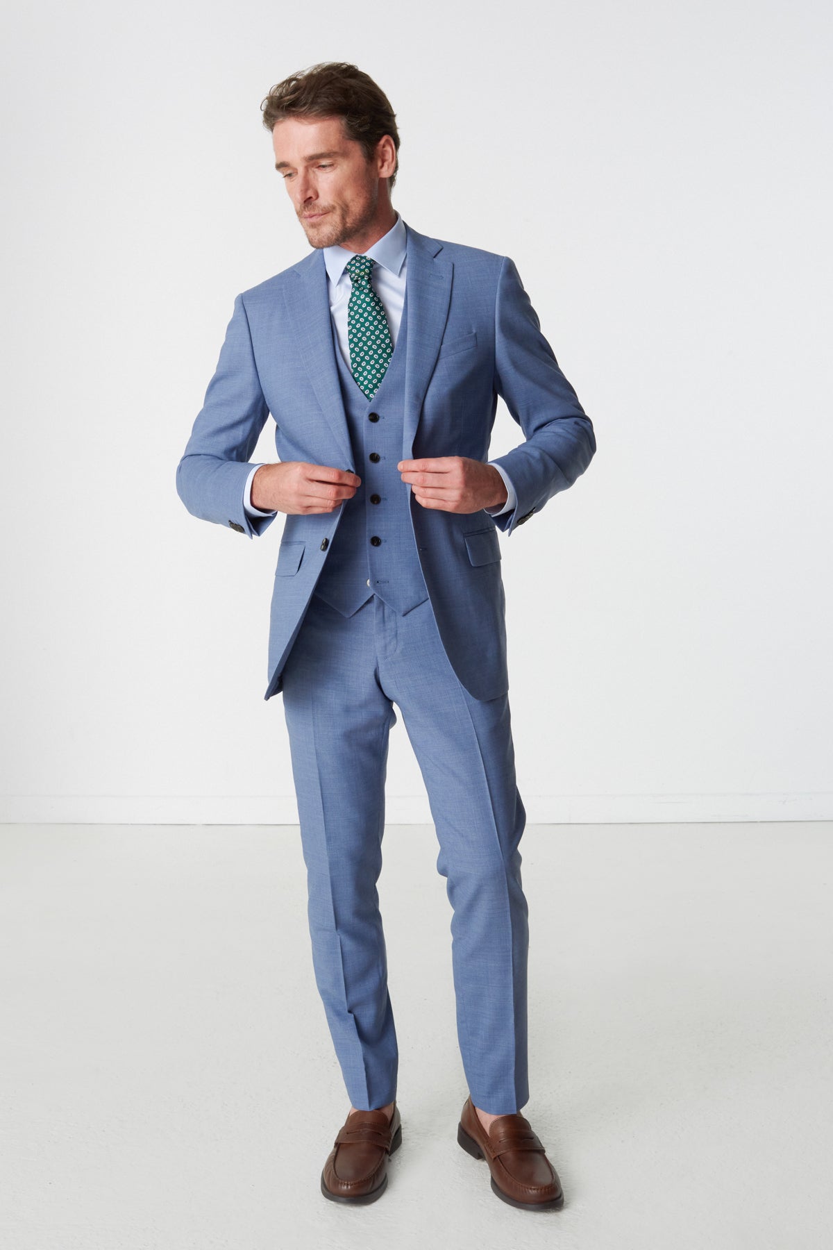 Blue Trocadero suit in virgin wool
