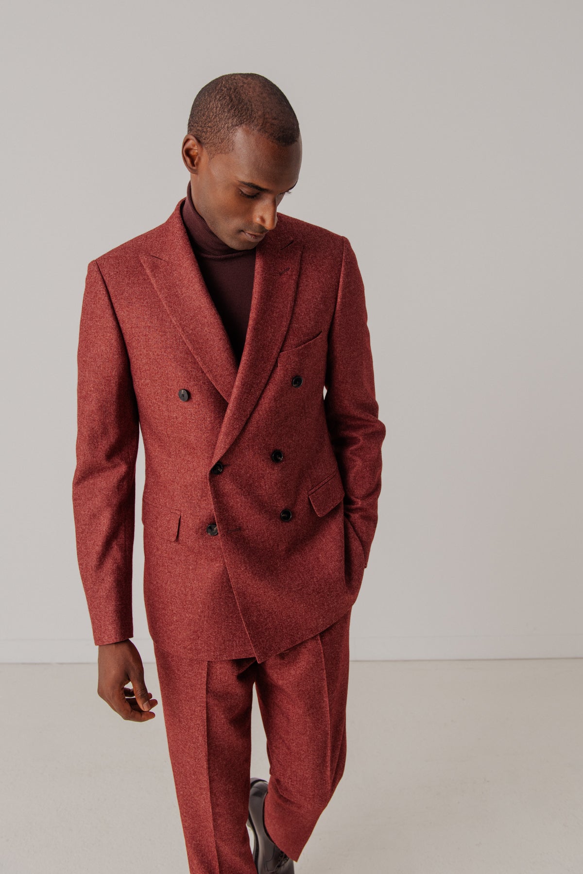 Costume croisé Woodvine en laine coton et soie