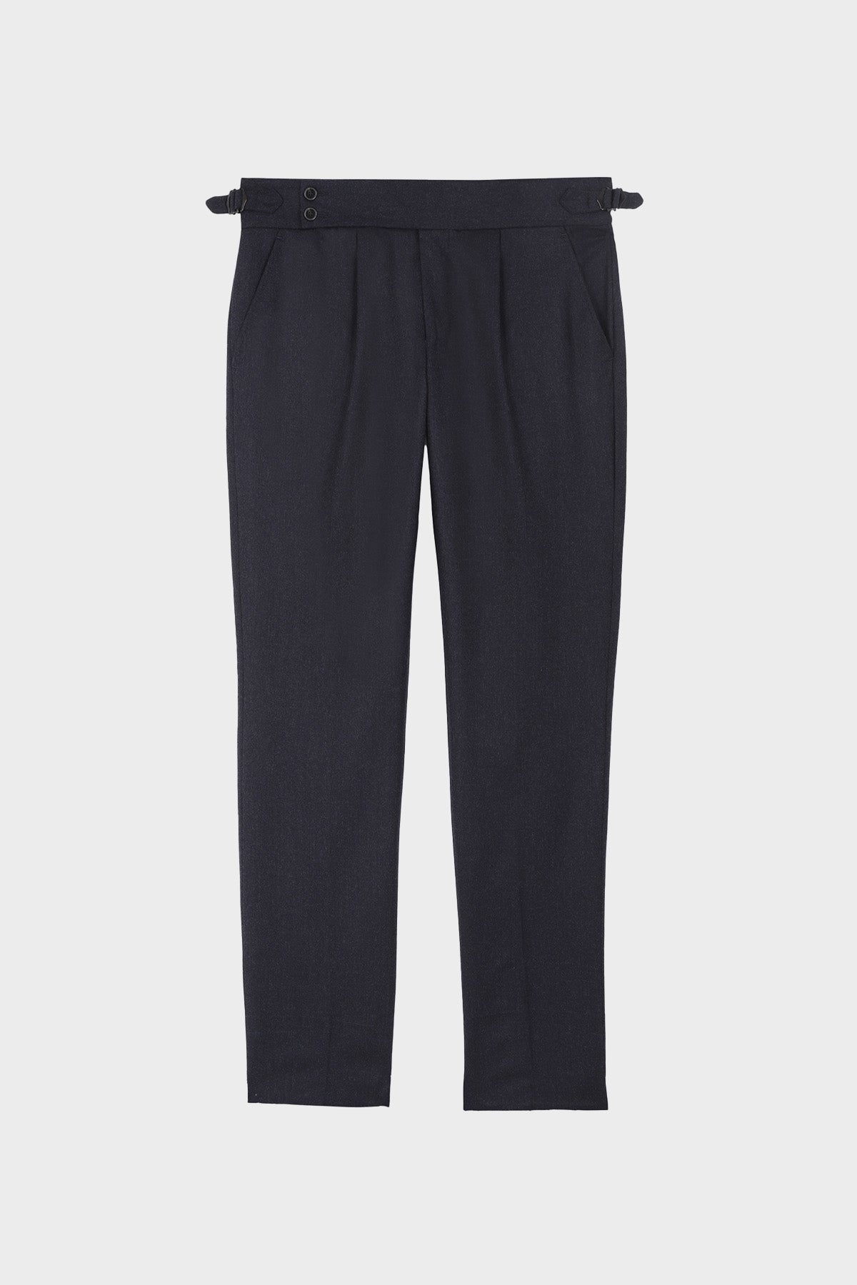 William double-breasted blue-grey flannel pants