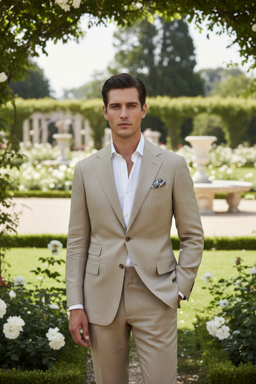 costume beige homme 2 pieces mariage