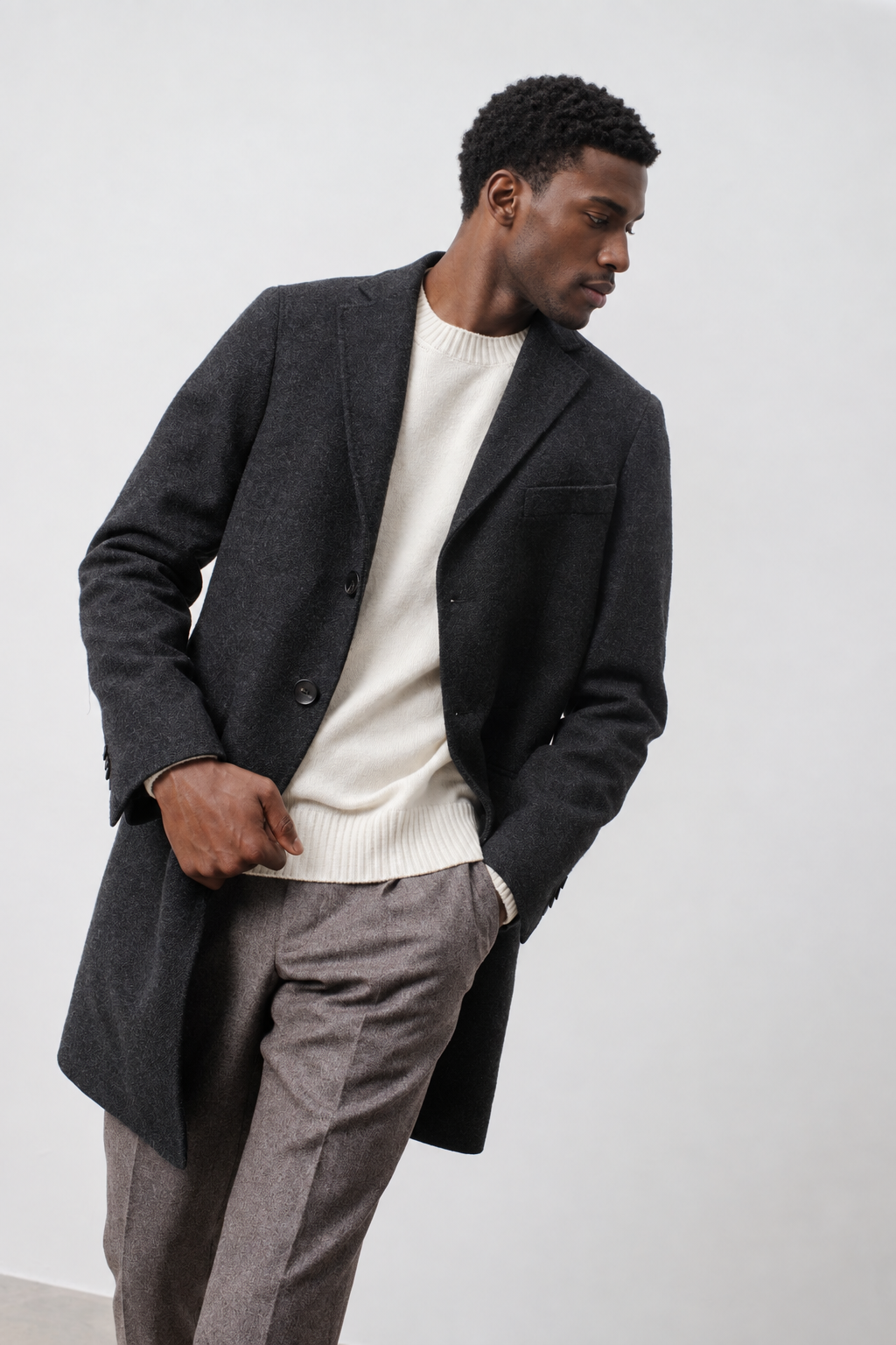 Manteau Wickam en laine vierge gris