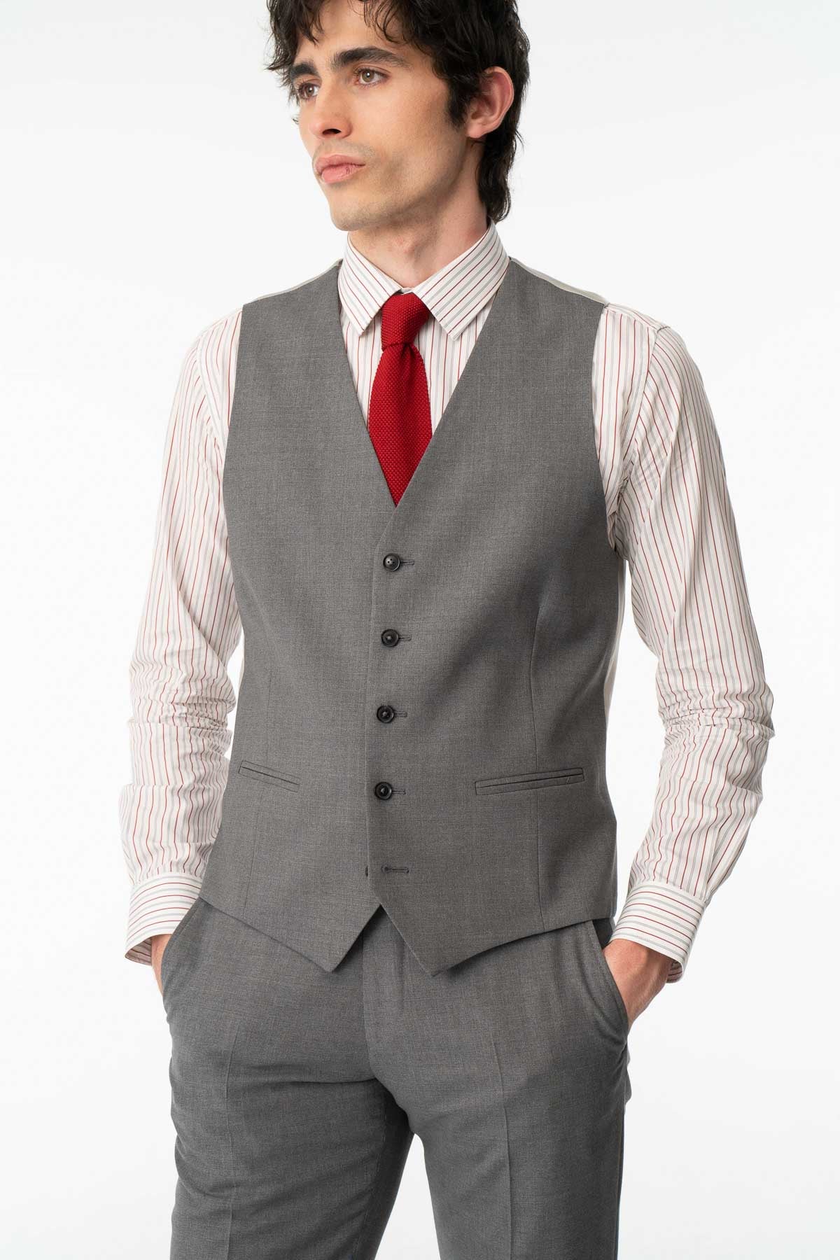 Gilet costume lupin gris claire